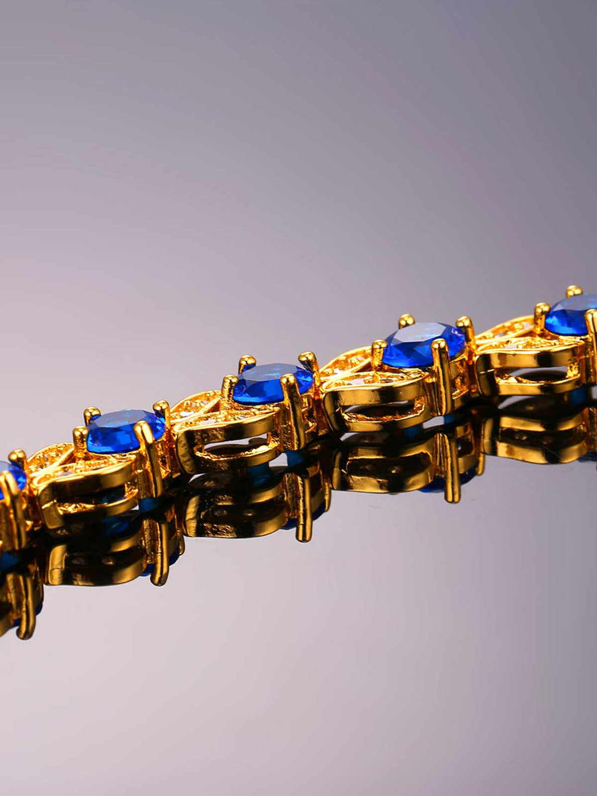 Tennis Chain Flower Bracelet with CZ in 18K Gold Plated