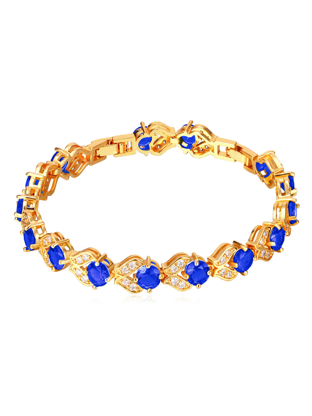 Tennis Chain Flower Bracelet with CZ in 18K Gold Plated