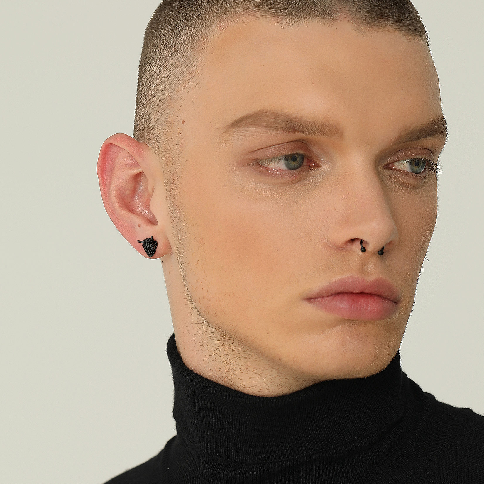 Hannya Mask Stud Earrings for Men-01