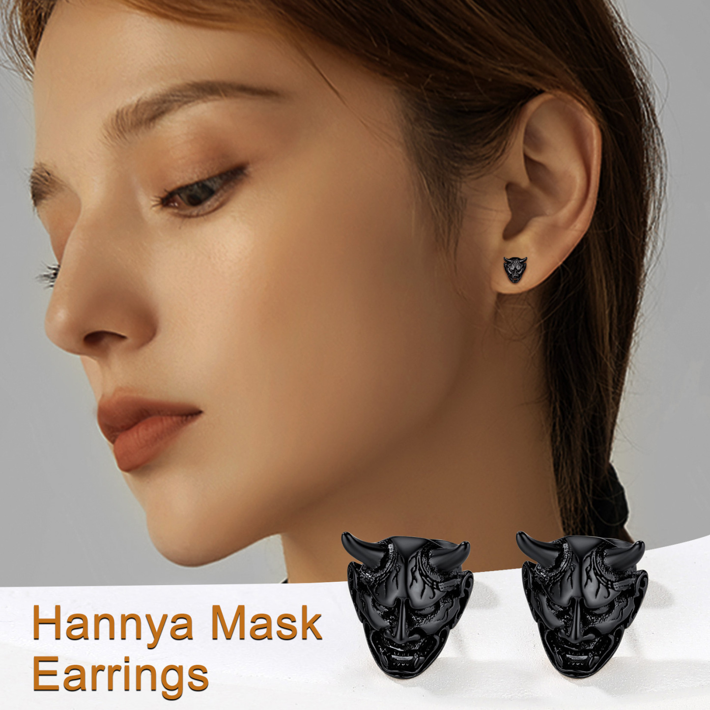 Hannya Mask Stud Earrings for Women