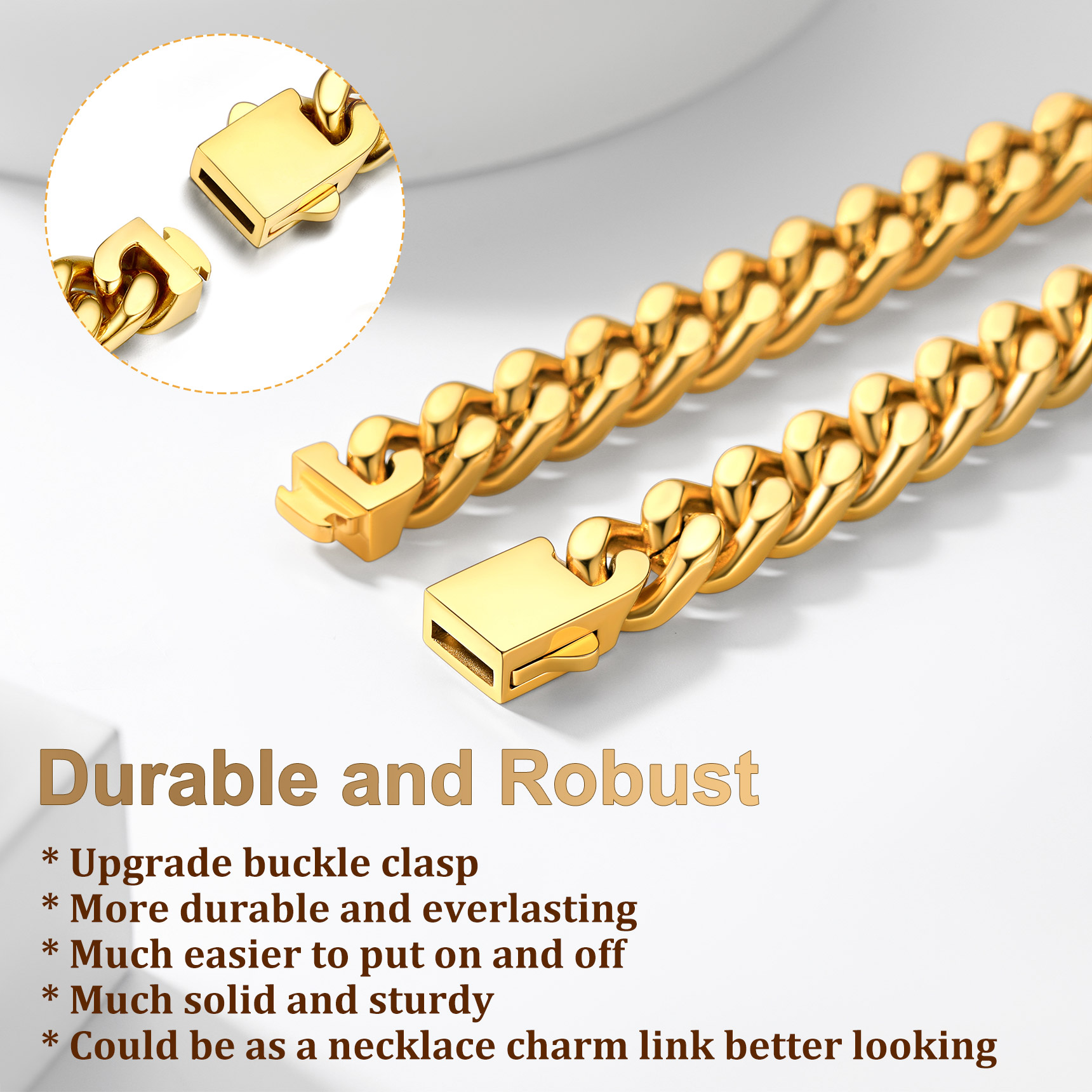 How to use the buckle clasp for Thick Cuban Chain Necklace