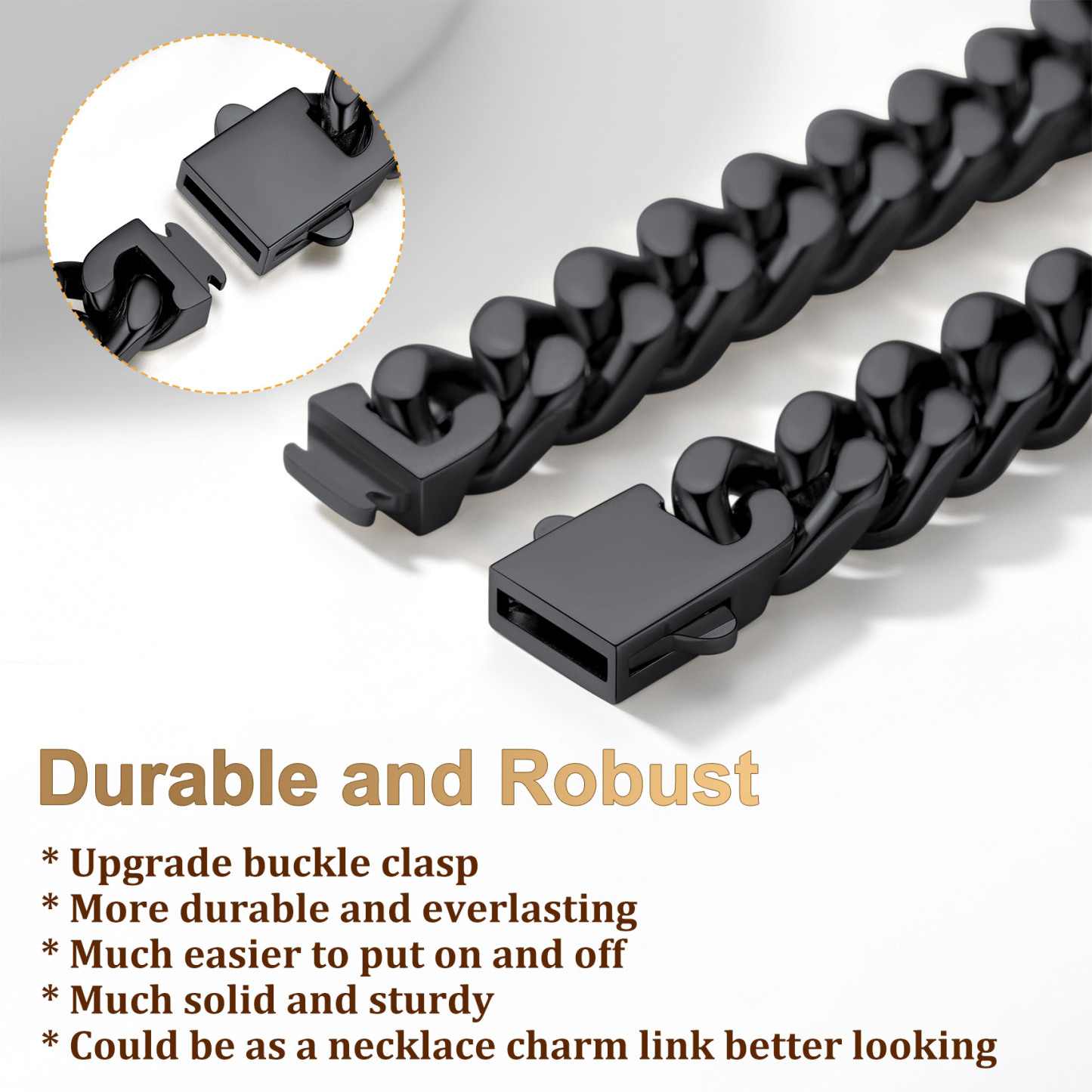 How to use the buckle clasp for Thick Cuban Chain Necklace