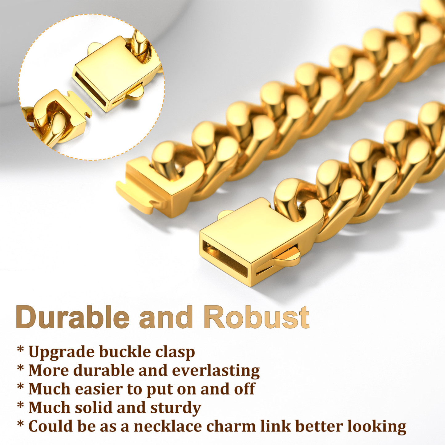 How to use the buckle clasp for Thick Cuban Chain Bracelet