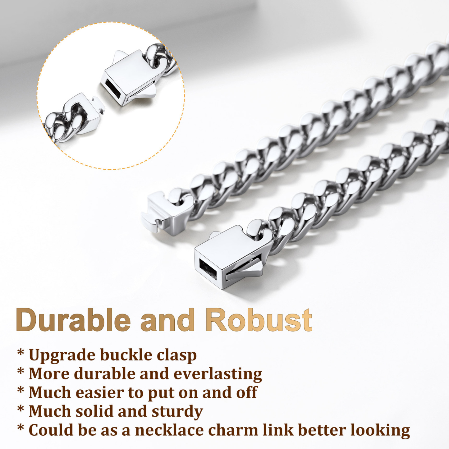 How to use the buckle clasp for Thick Cuban Chain Necklace