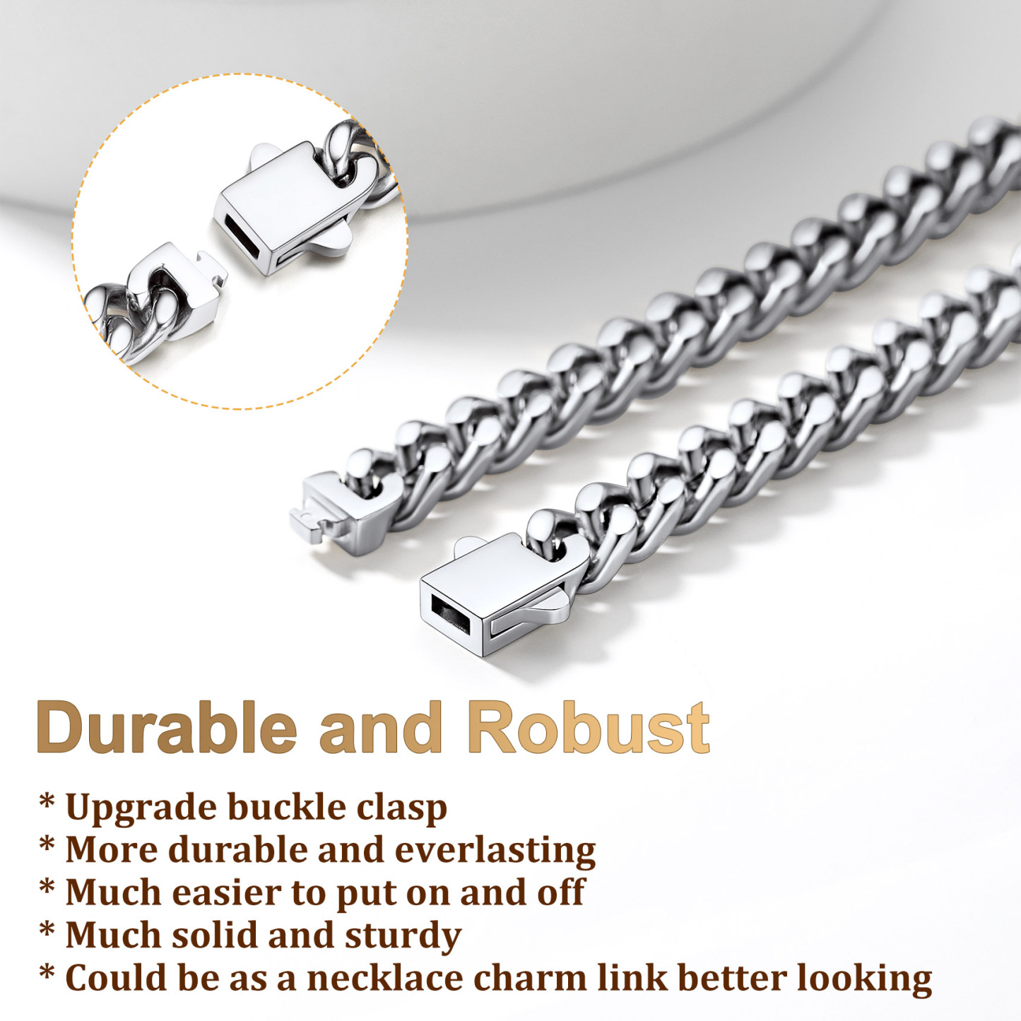 How to use the buckle clasp for Thick Cuban Chain Necklace