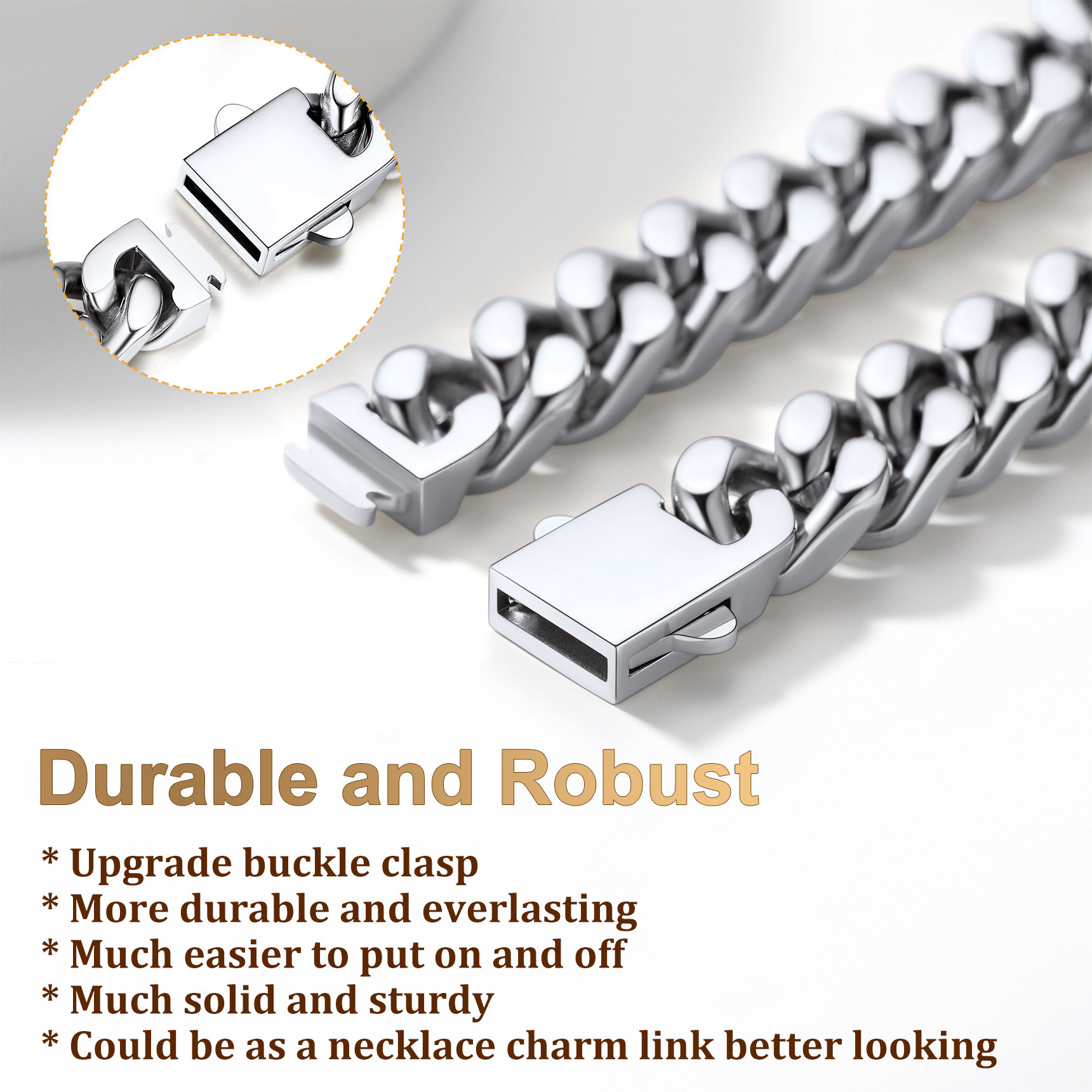 How to use the buckle clasp for Thick Cuban Chain Necklace