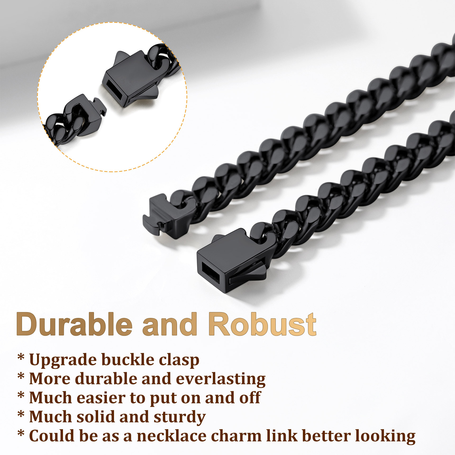 How to use the buckle clasp for Thick Cuban Chain Necklace