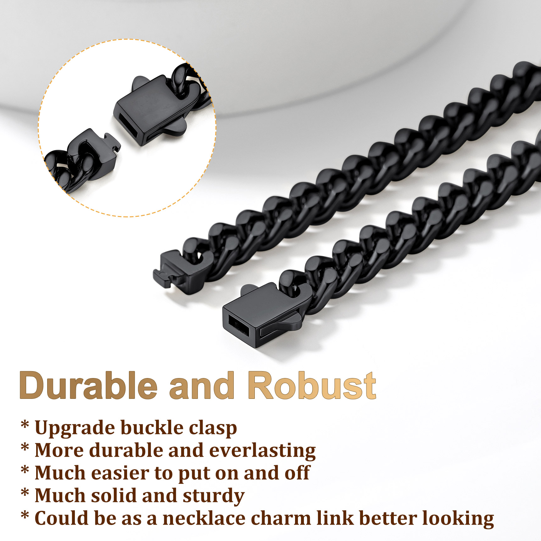 How to use the buckle clasp for Thick Cuban Chain Bracelet