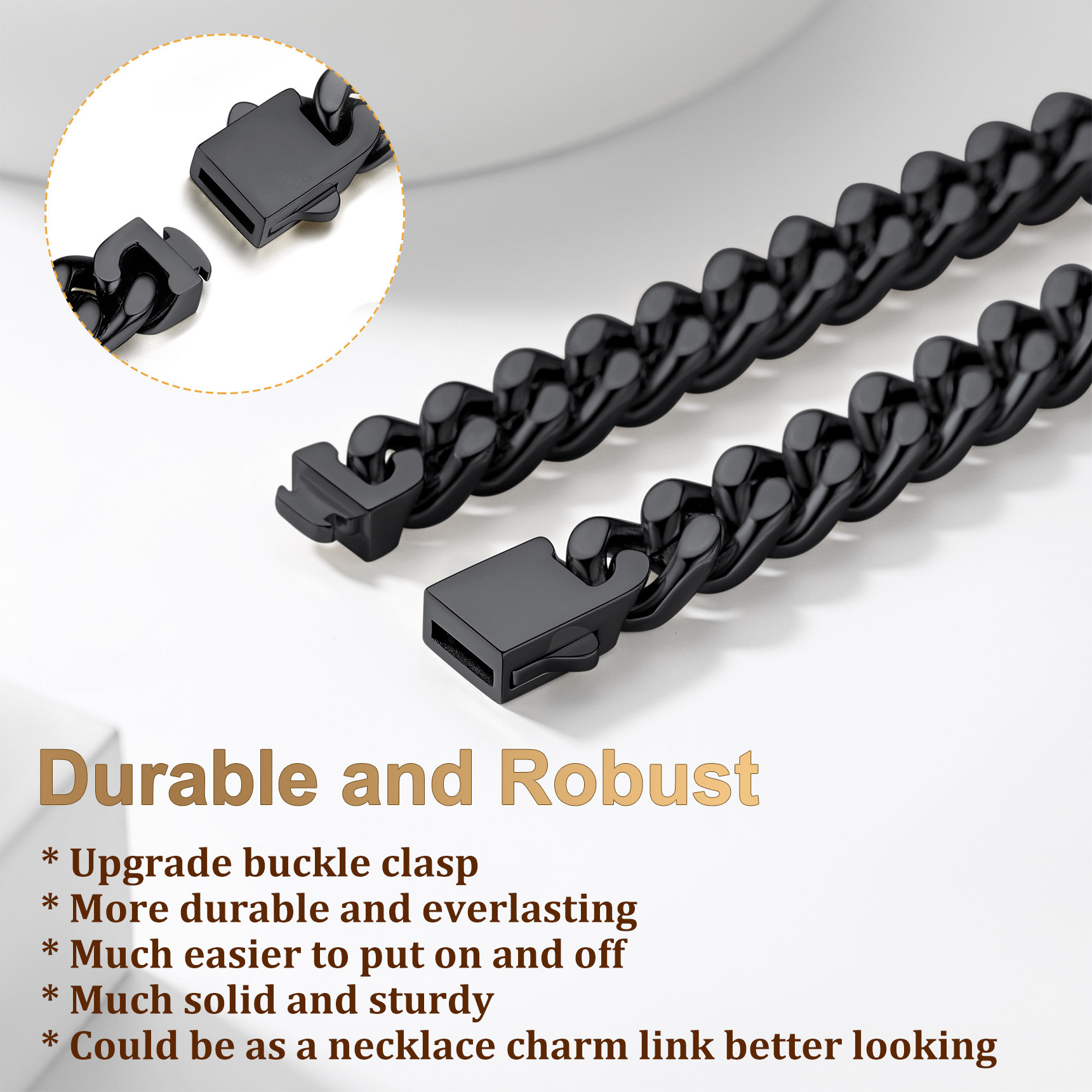 How to use the buckle clasp for Thick Cuban Chain Necklace