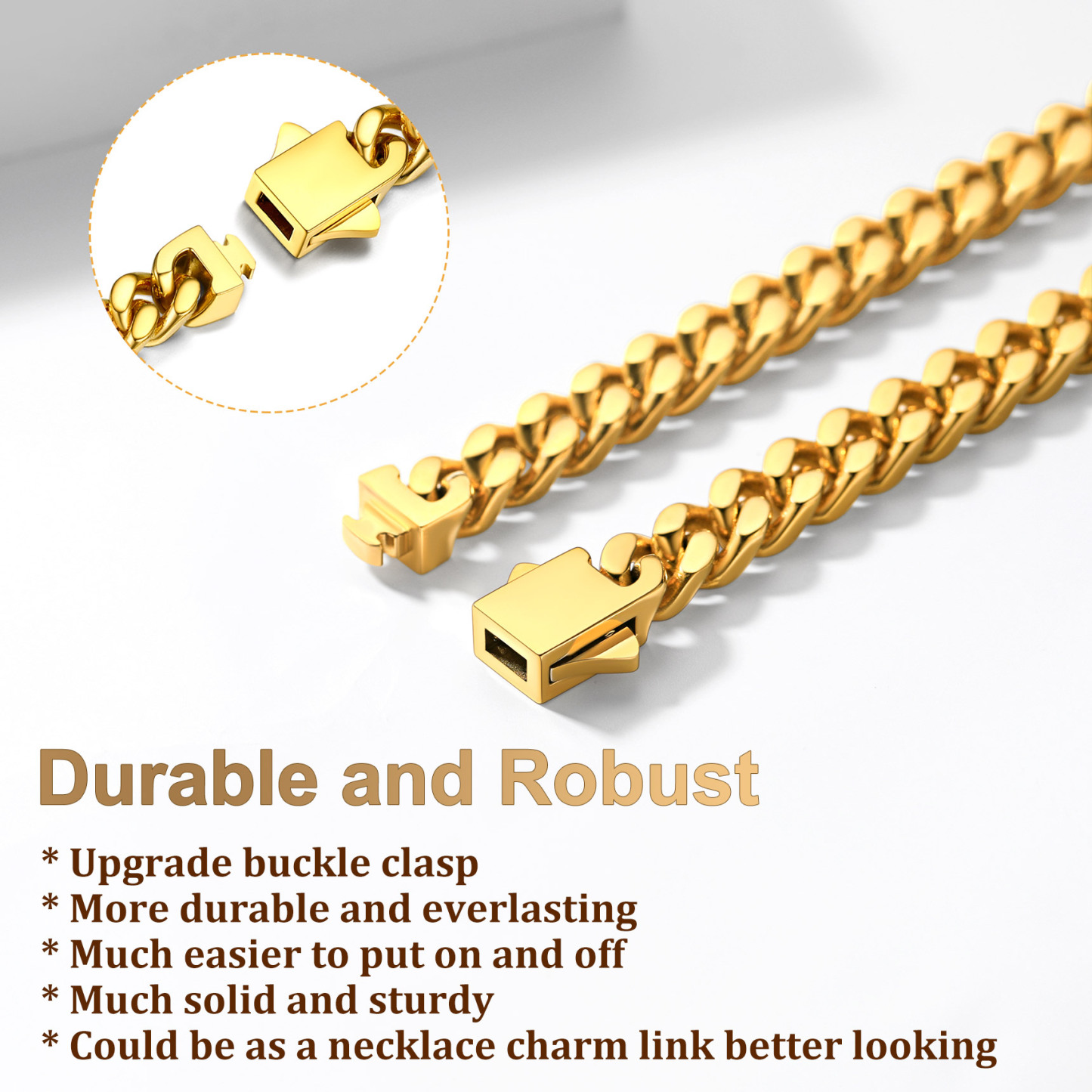 How to use the buckle clasp for Thick Cuban Chain Necklace