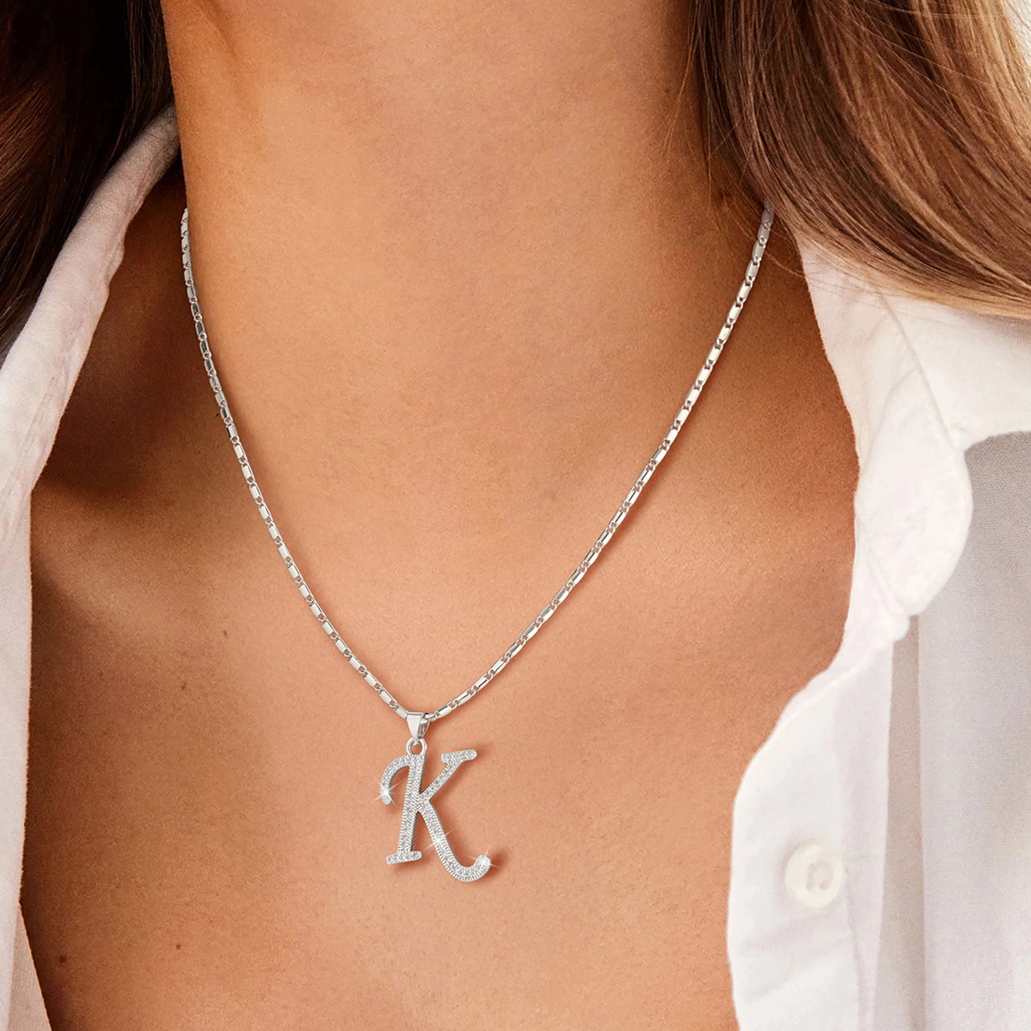 Initial Pendant Necklace with CZ for Women-03