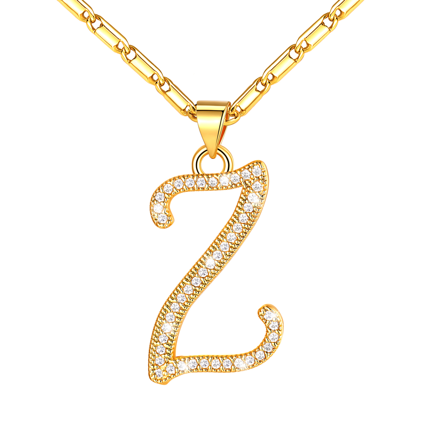 Initial Pendant Necklace with CZ in 14K Gold Plated - Z