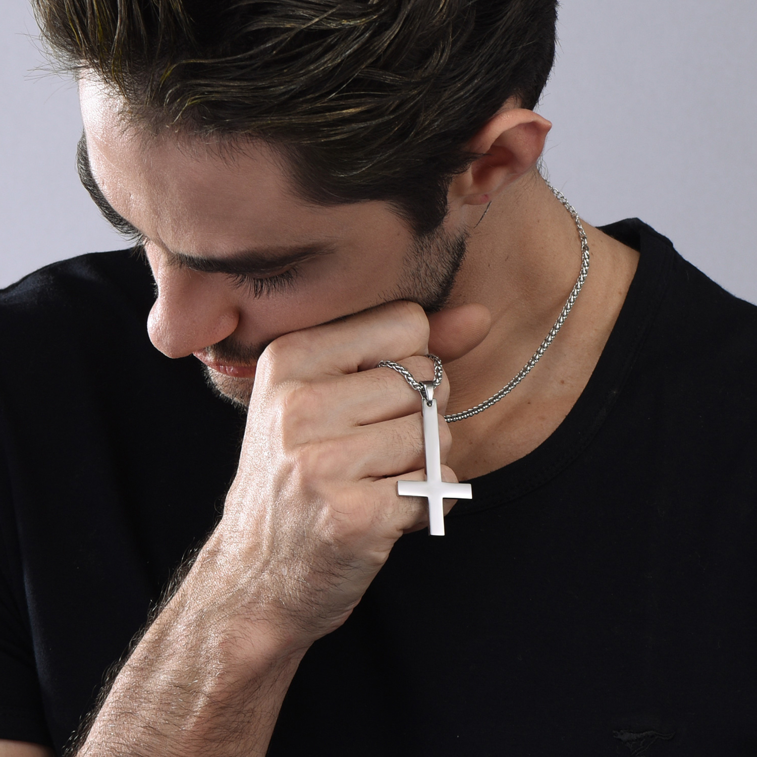 Inverted Cross Pendant Necklace for Men-01