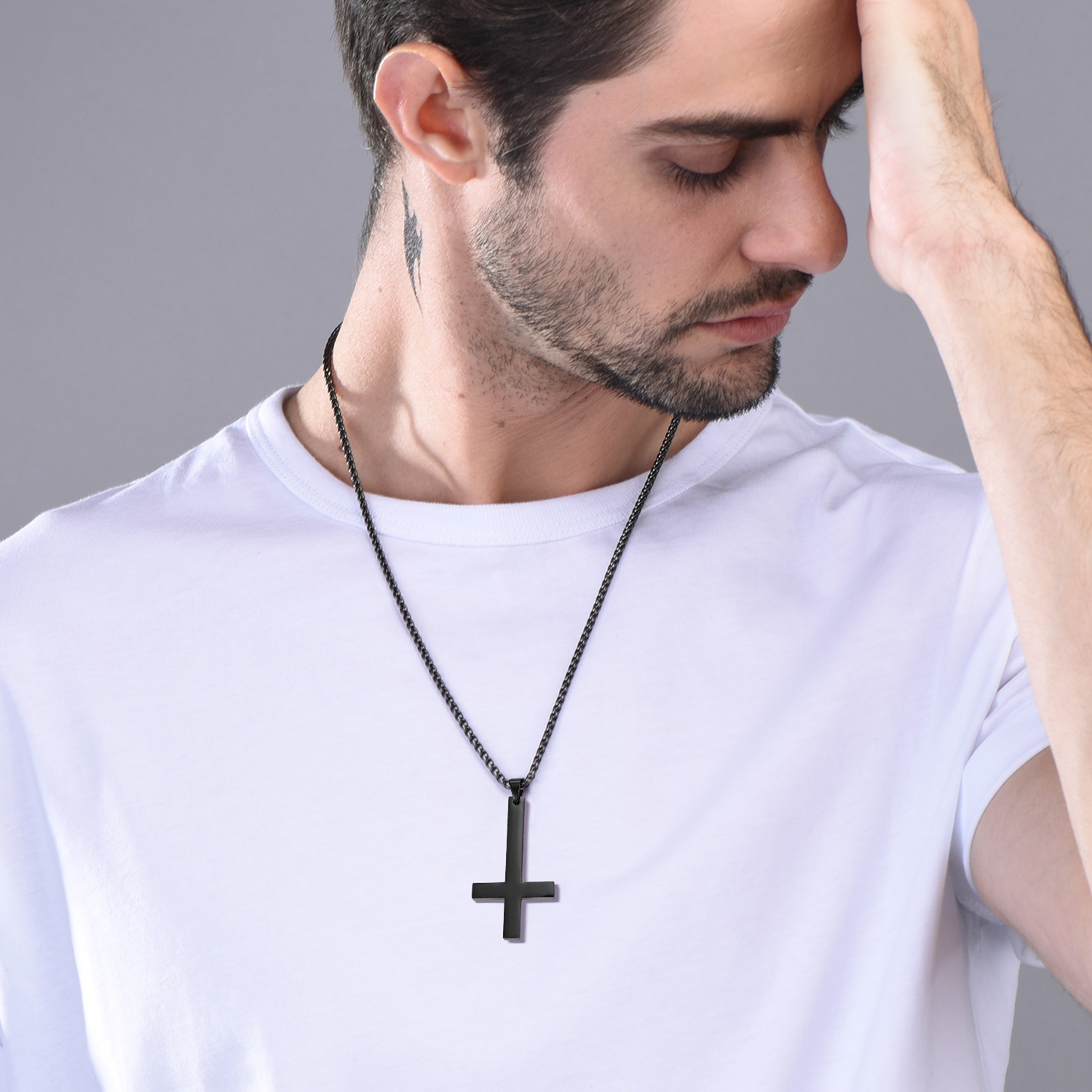 Inverted Cross Pendant Necklace for Men-01