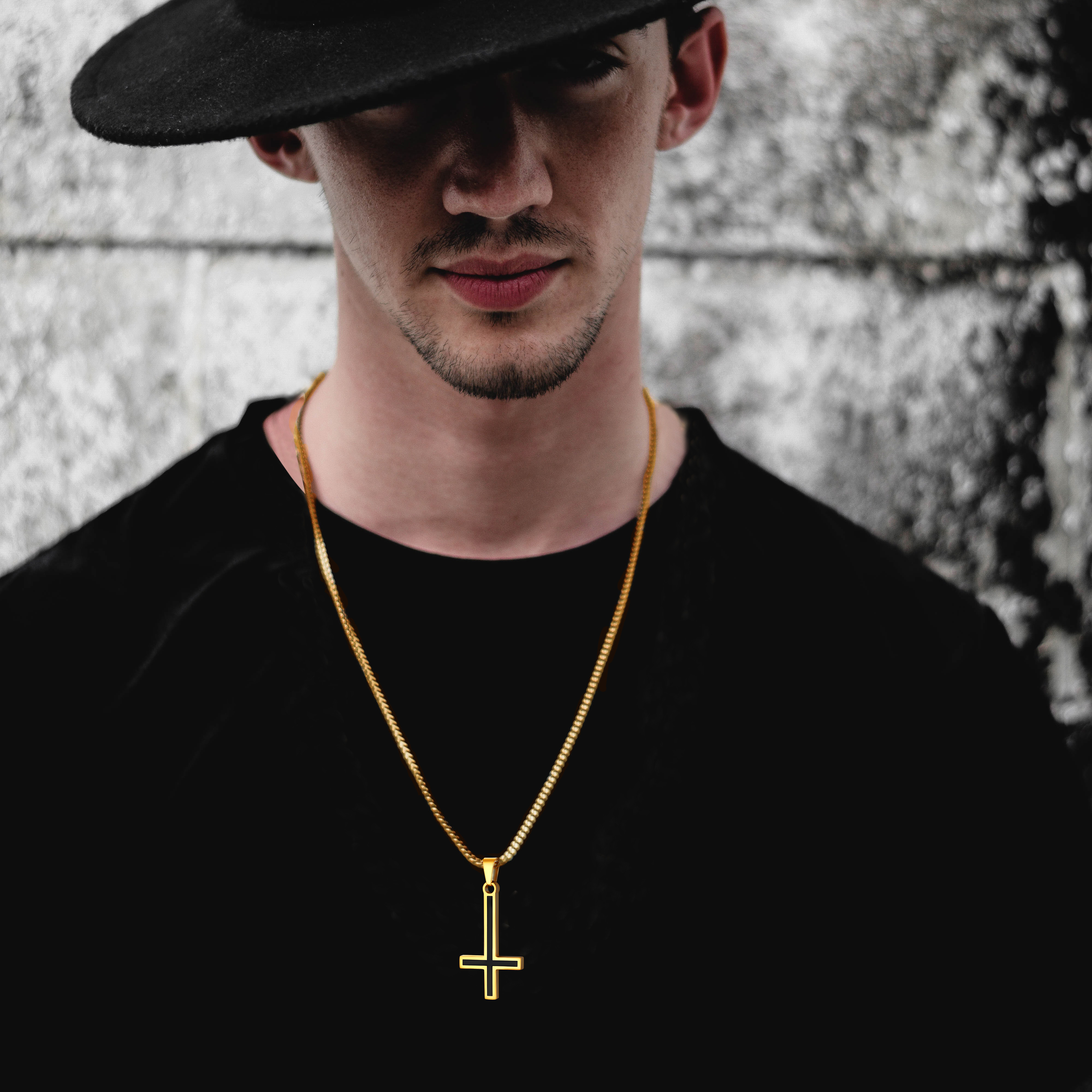 Inverted Cross Pendant Necklace for Men