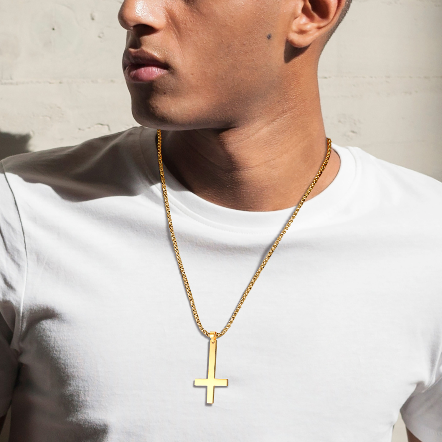 Inverted Cross Pendant Necklace for Men