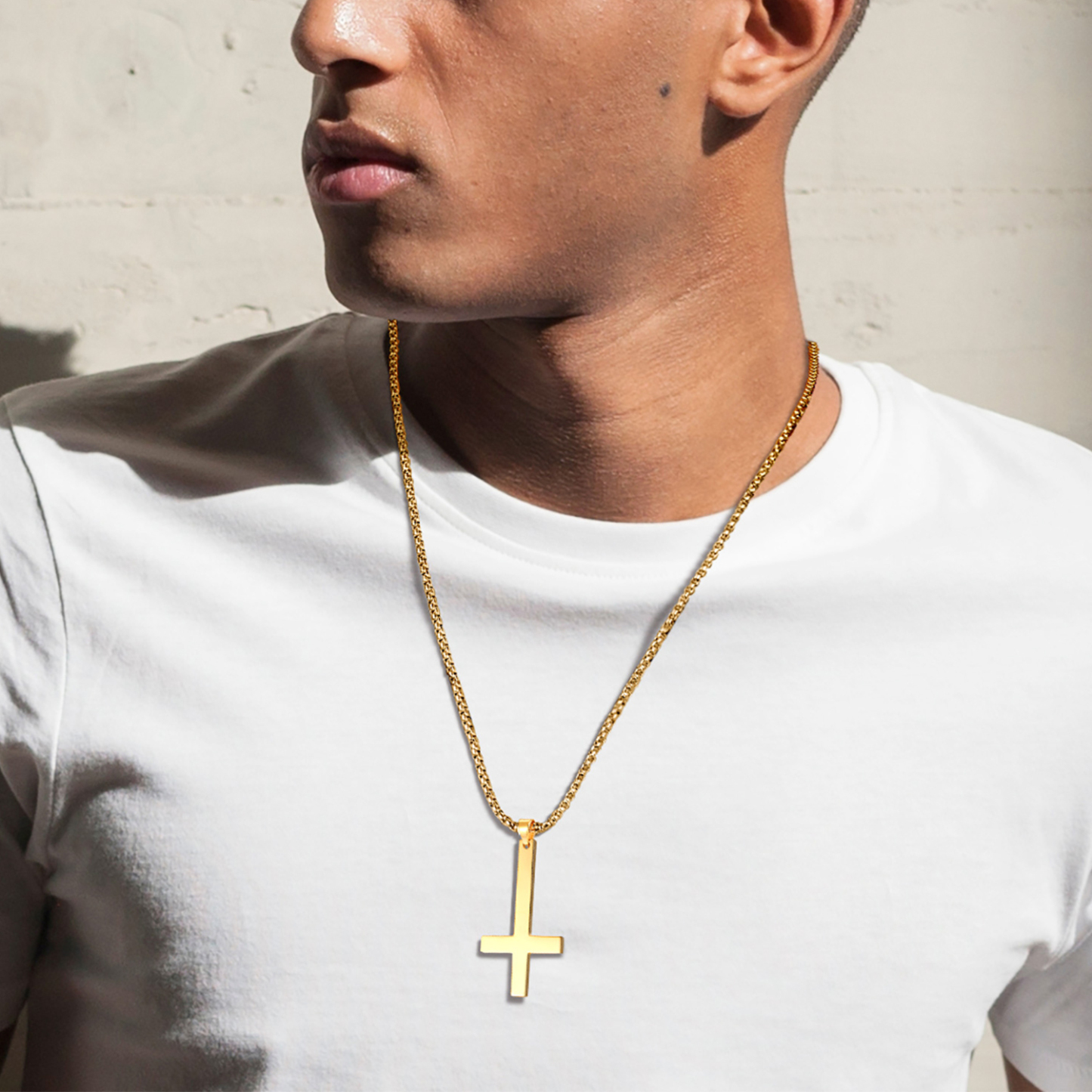 Inverted Cross Pendant Necklace for Men