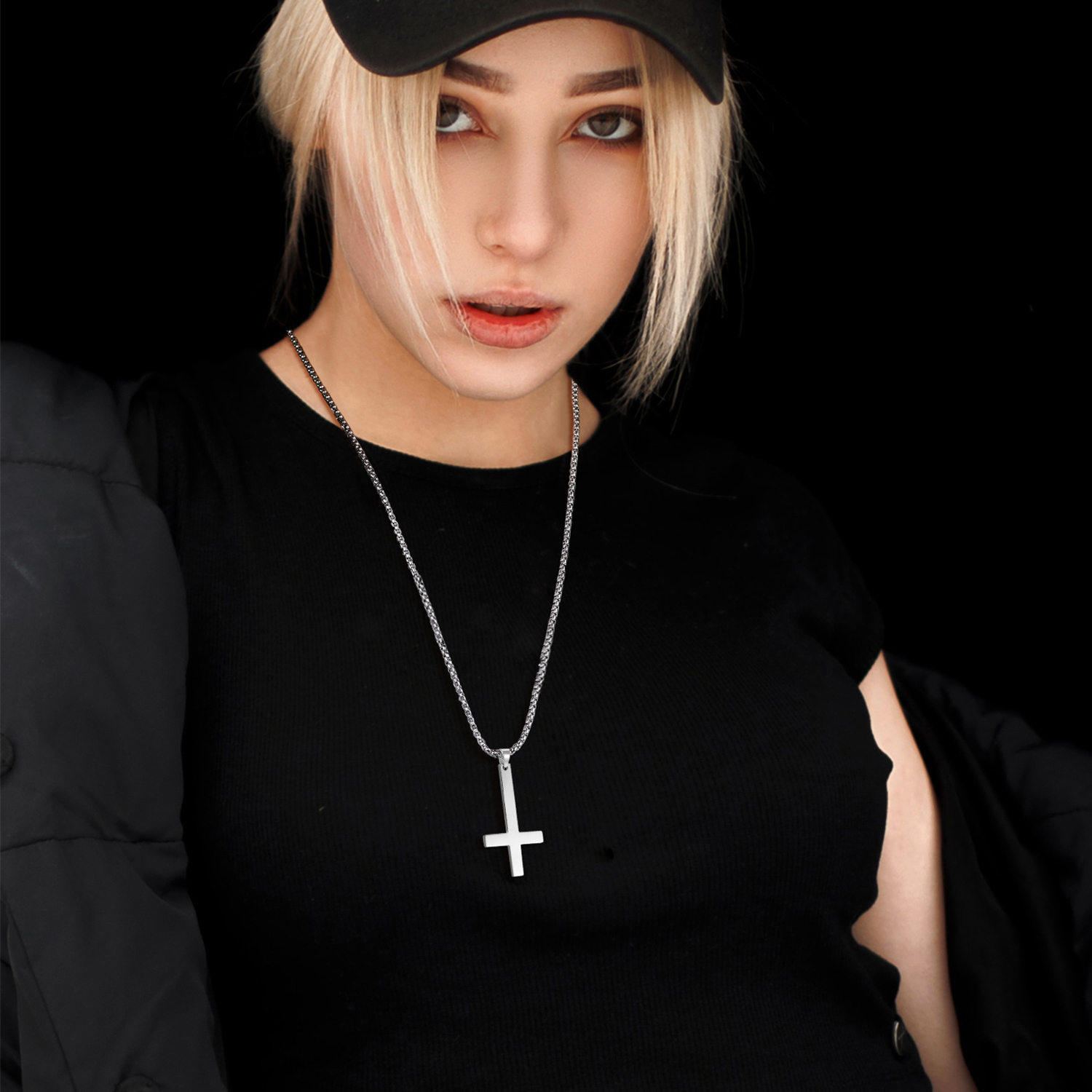 Inverted Cross Pendant Necklace for Women