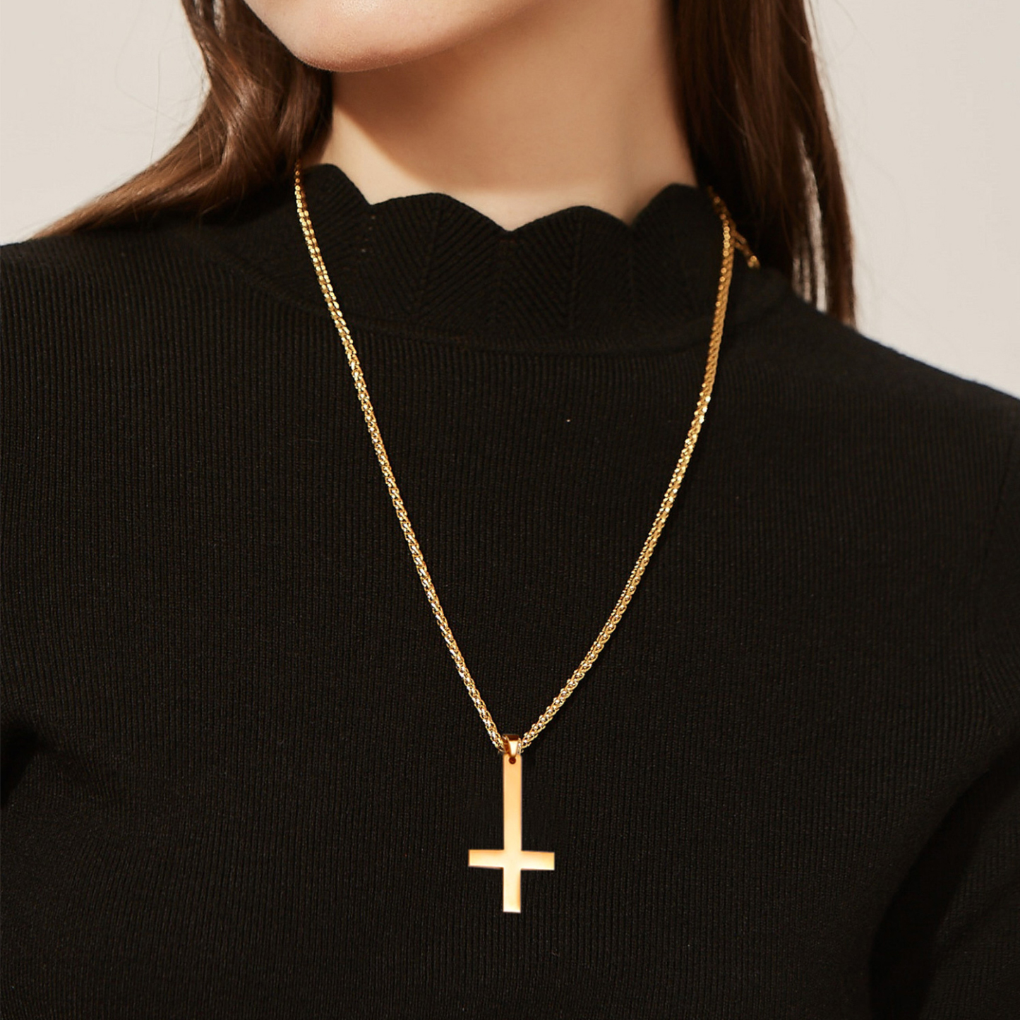 Inverted Cross Pendant Necklace for Women