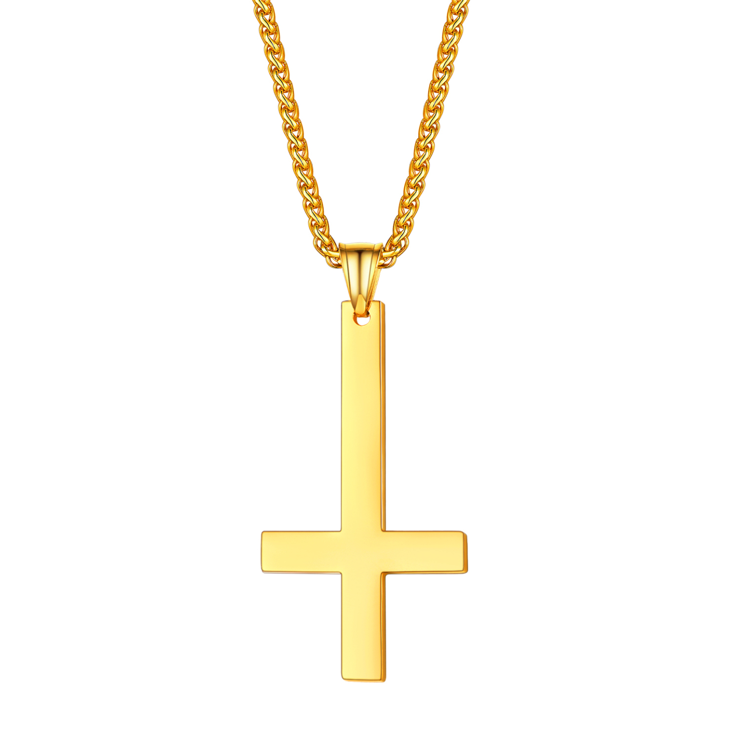 Inverted Cross Pendant Necklace in 18K Gold Plated