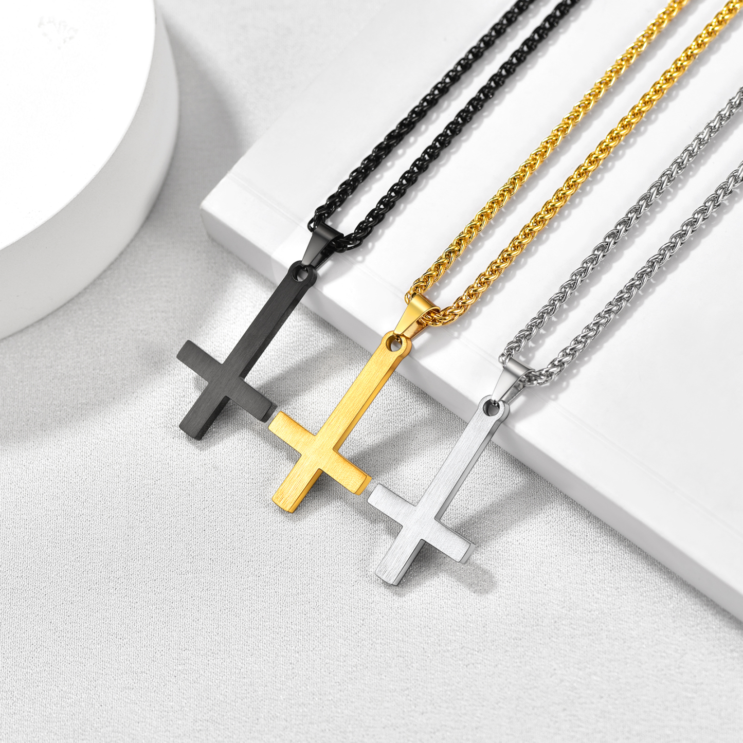 Inverted Cross Pendant Necklace in Different Colors-02
