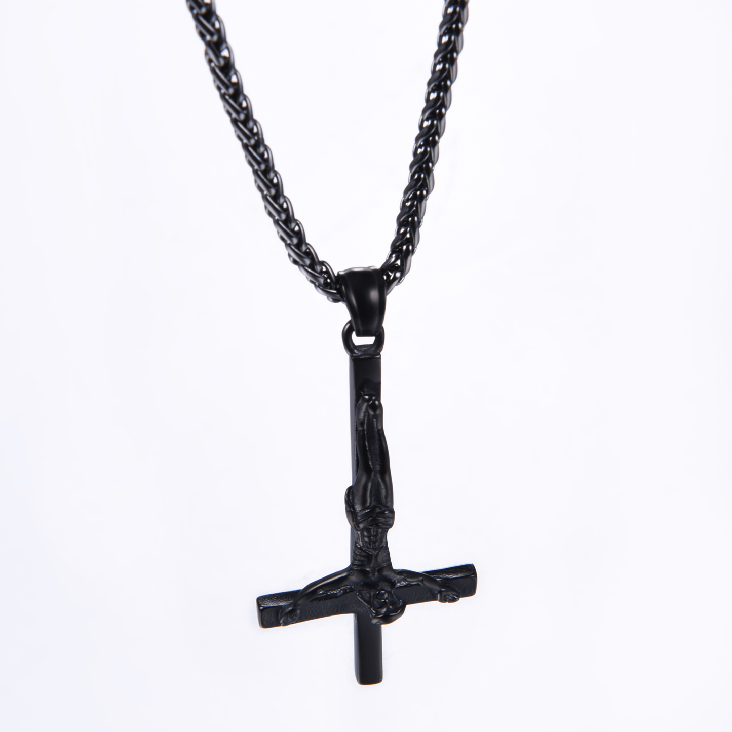 Inverted Cross Pendant Upside Down Cross Jesus Necklace, Stainless-02