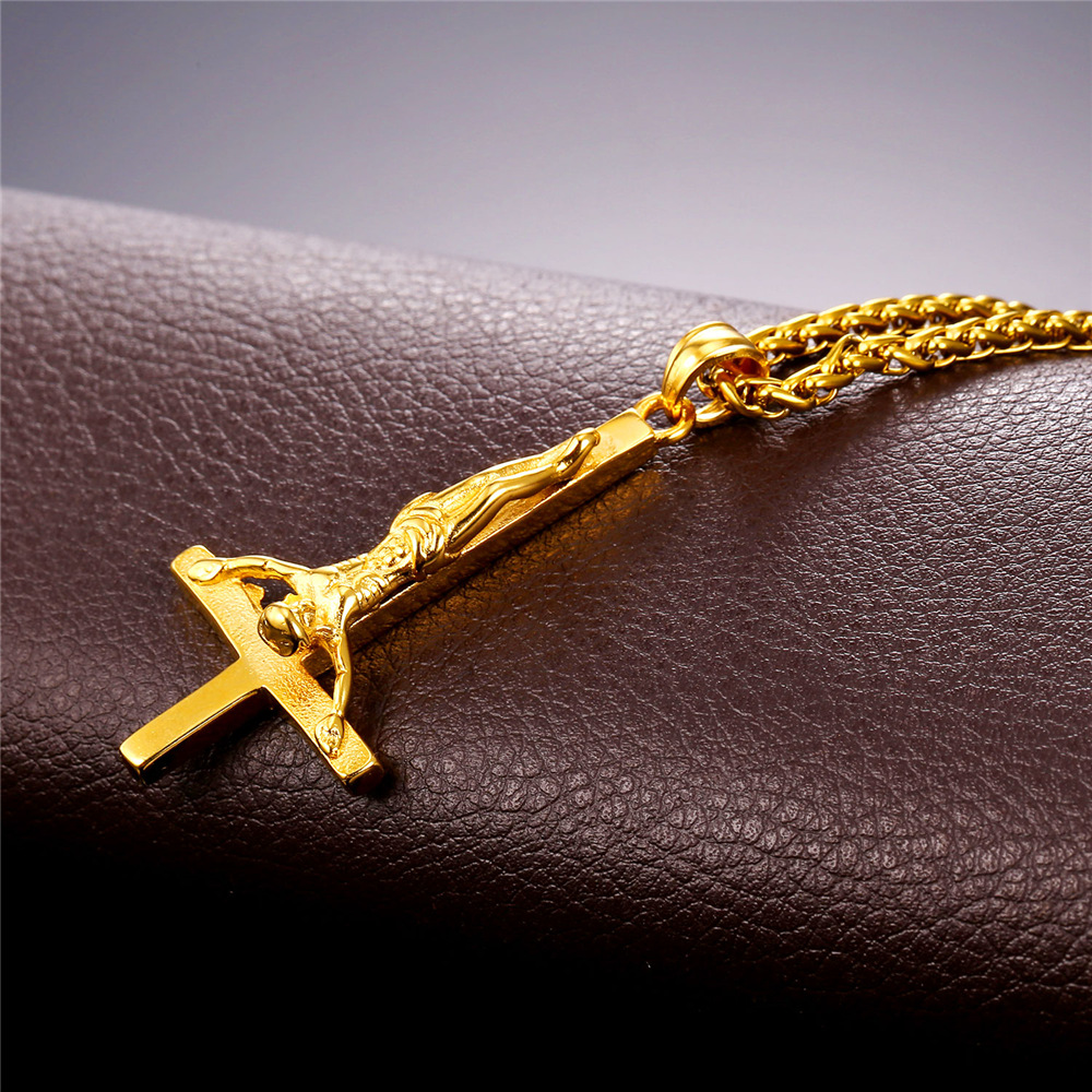 Inverted Cross Pendant Upside Down Cross Jesus Necklace, Stainless-02