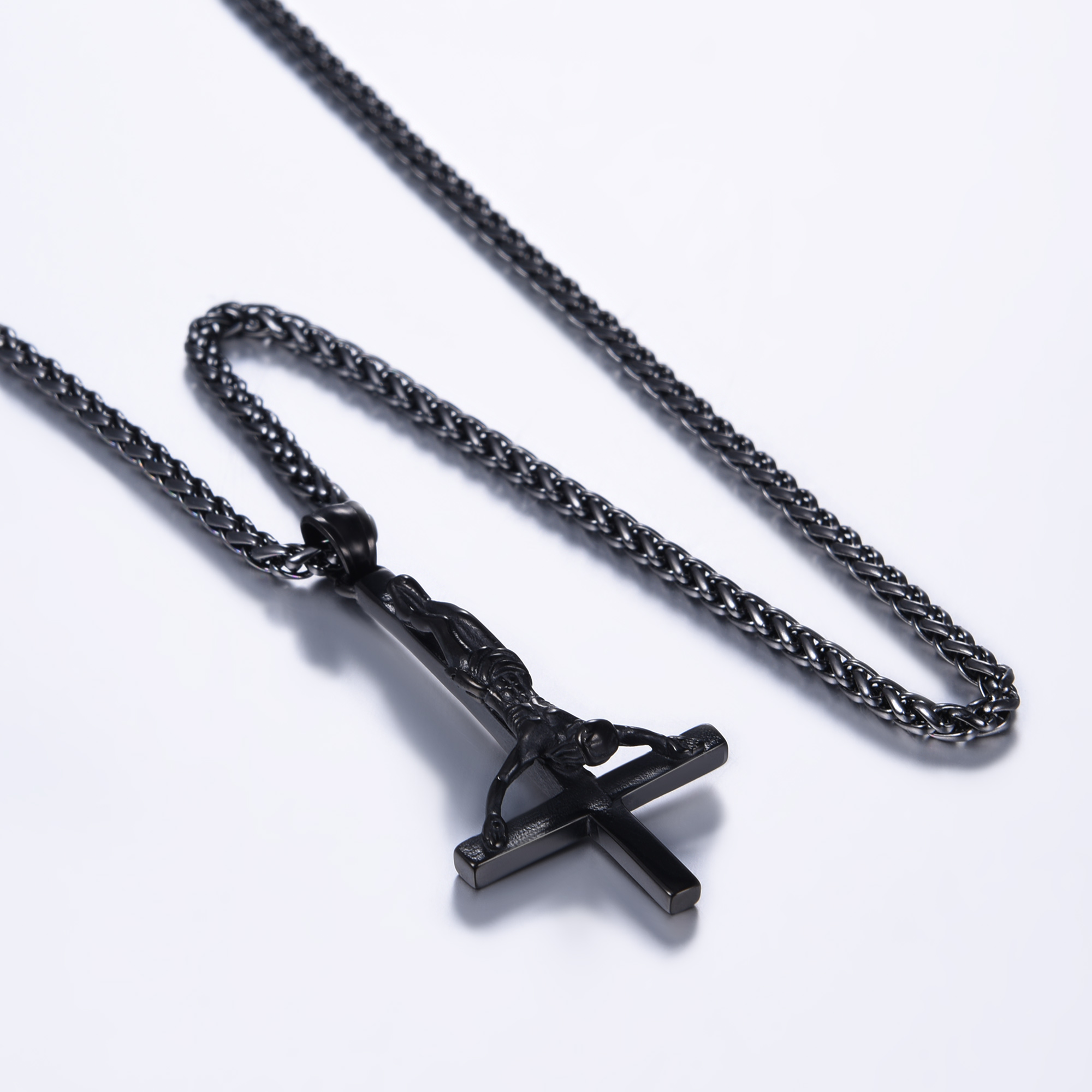 Inverted Cross Pendant Upside Down Cross Jesus Necklace, Stainless-04