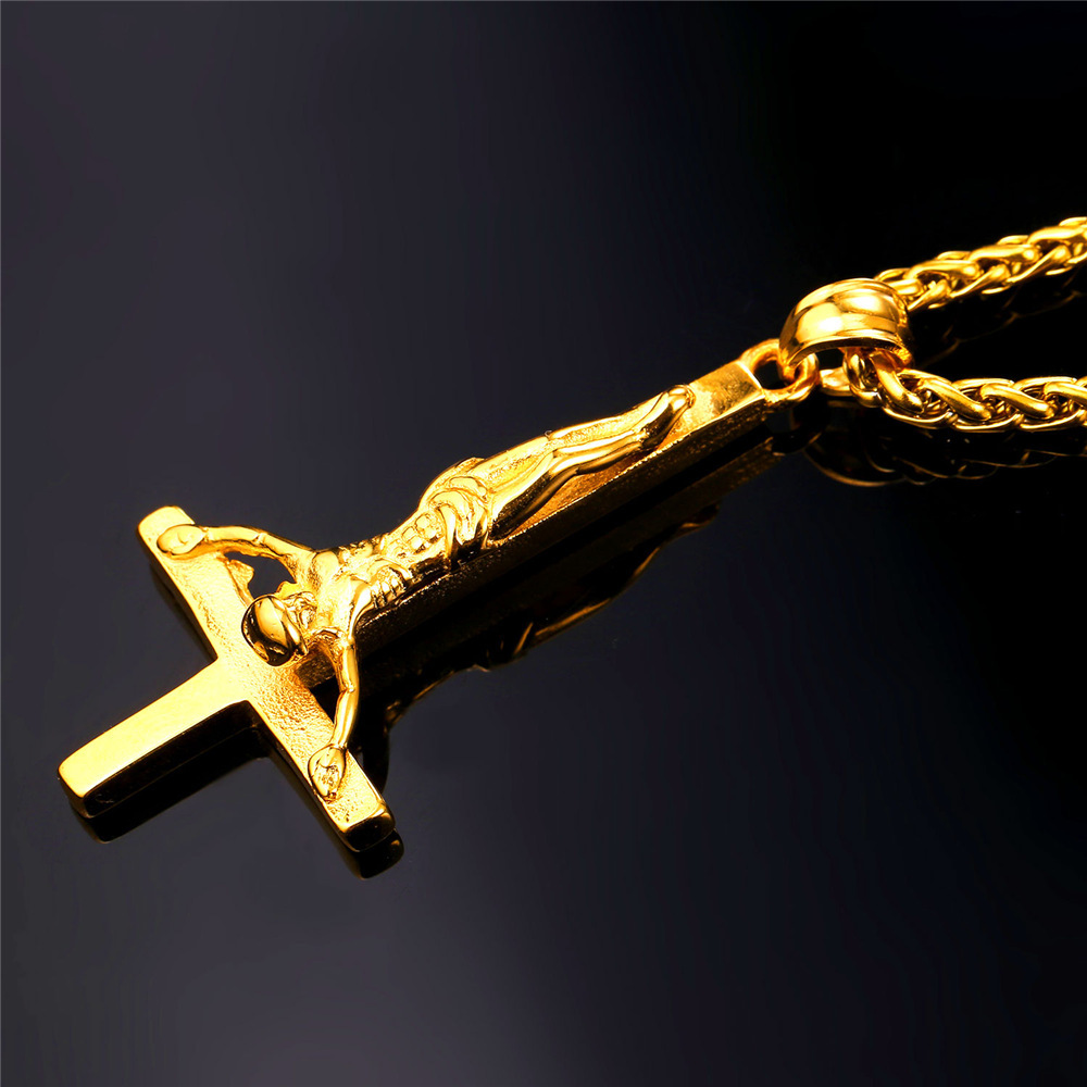 Inverted Cross Pendant Upside Down Cross Jesus Necklace, Stainless-03