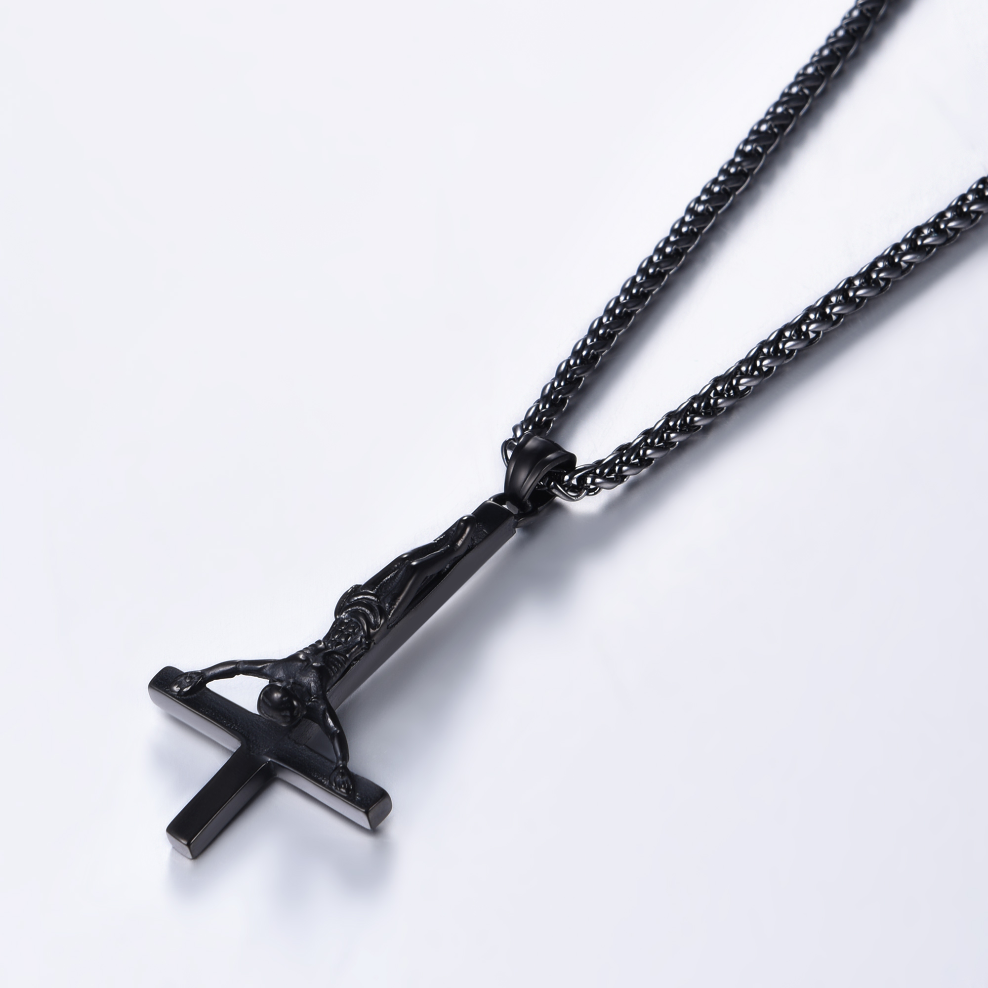 Inverted Cross Pendant Upside Down Cross Jesus Necklace, Stainless-03