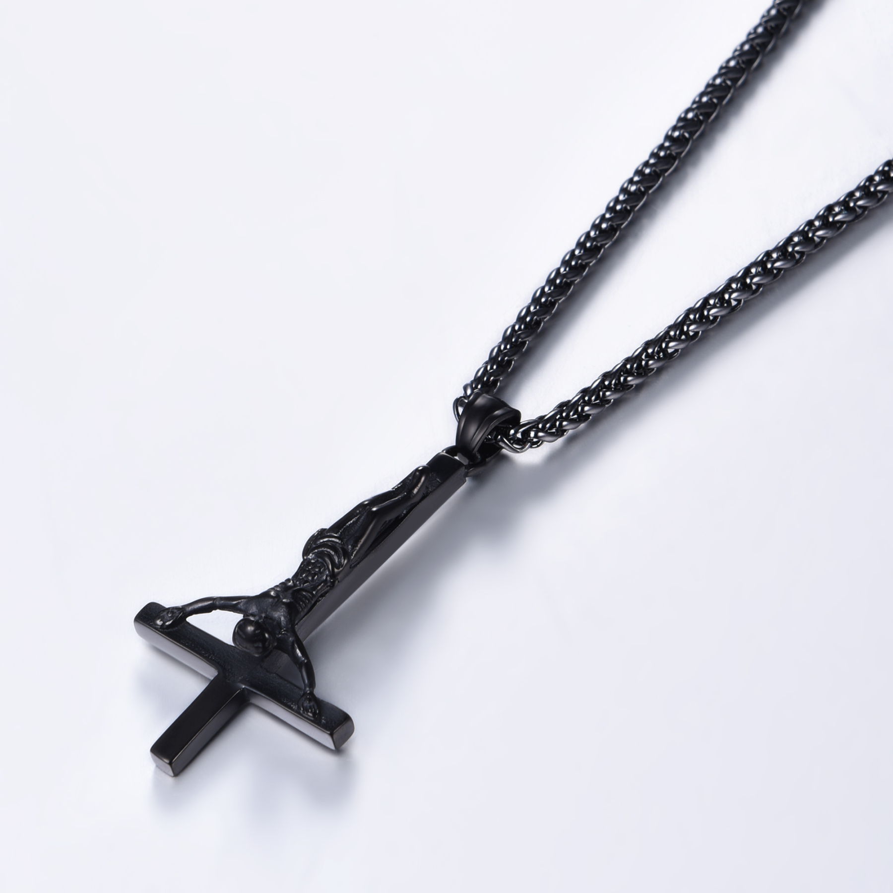 Inverted Cross Pendant Upside Down Cross Jesus Necklace, Stainless-03