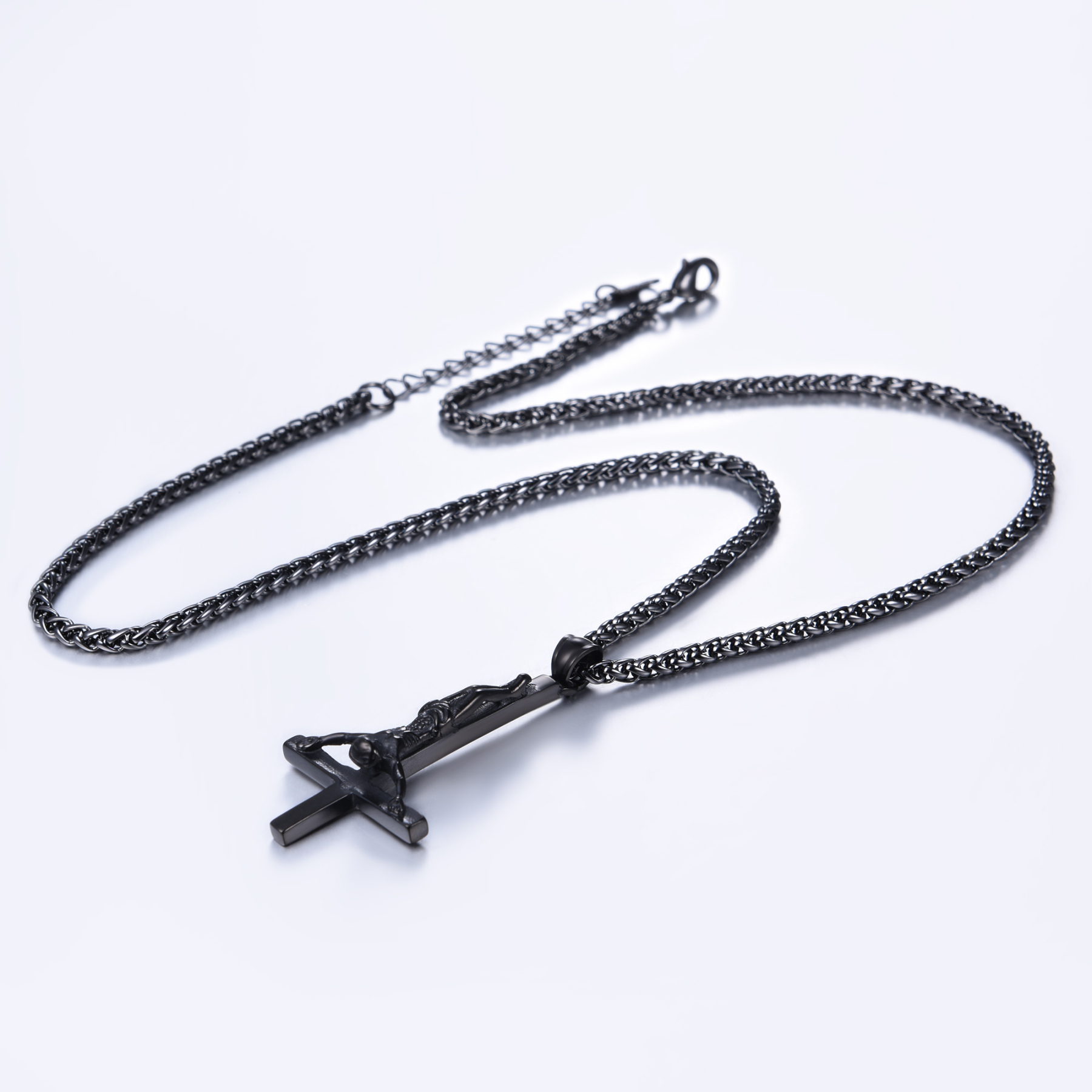 Inverted Cross Pendant Upside Down Cross Jesus Necklace, Stainless-05