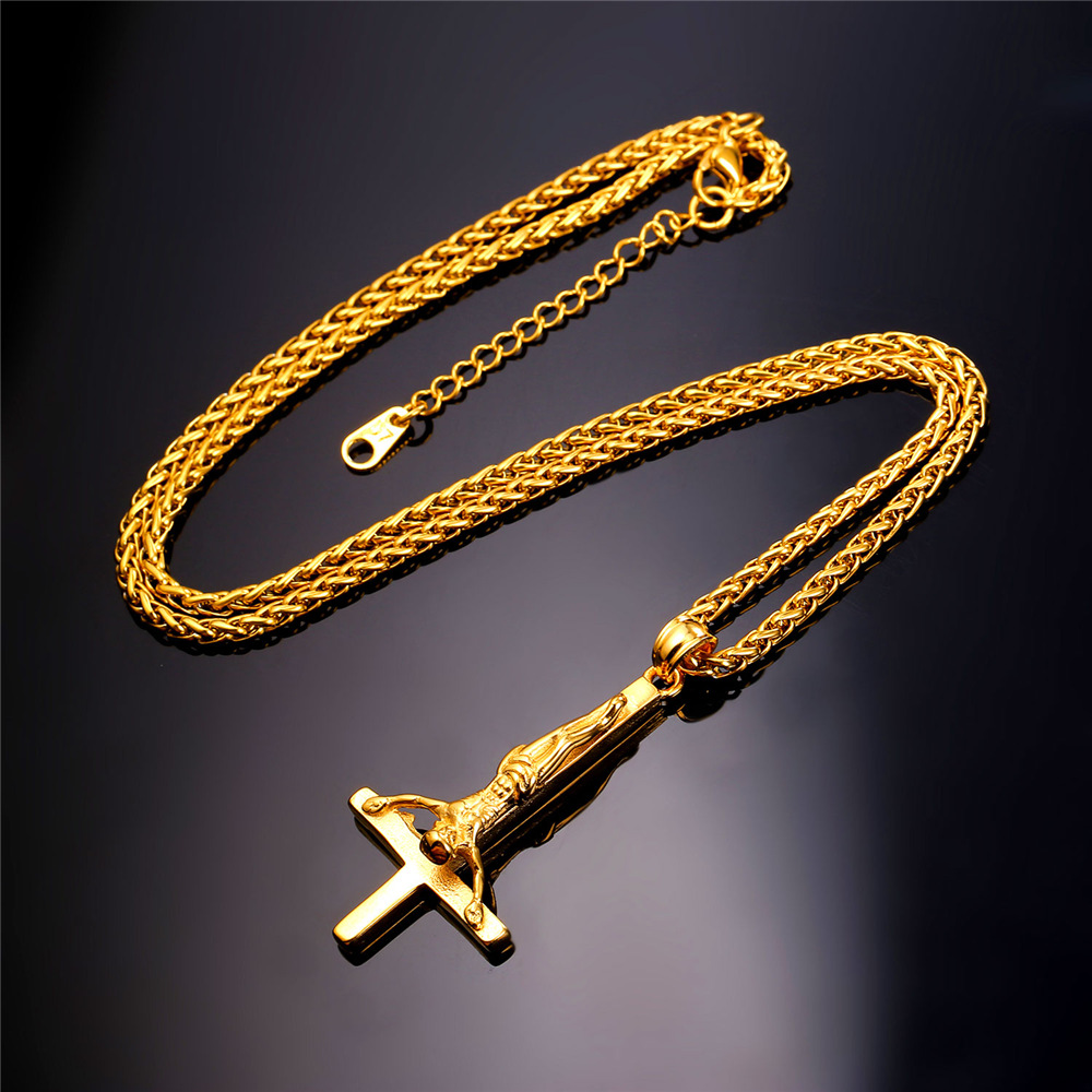 Inverted Cross Pendant Upside Down Cross Jesus Necklace, Stainless-05