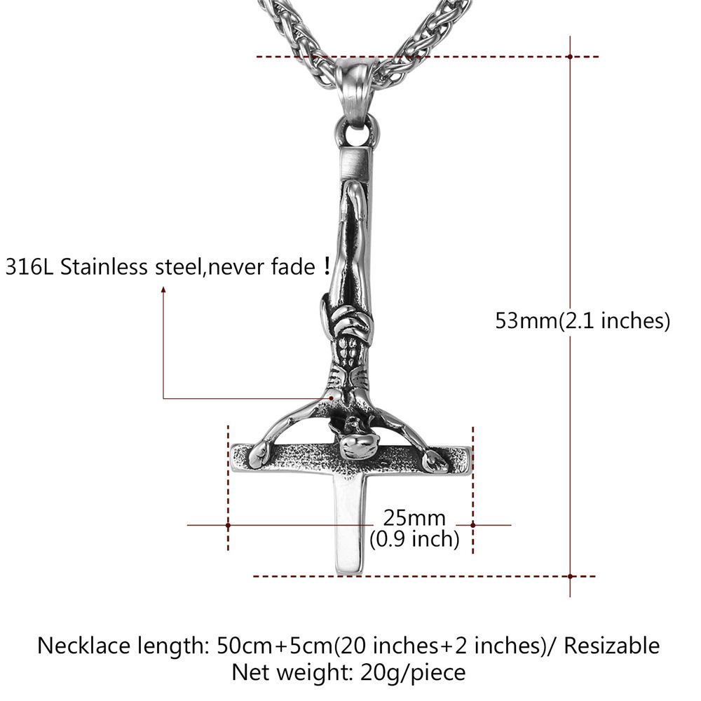 Inverted Cross Pendant Upside Down Cross Jesus Necklace Details-Necklace Length, Weight