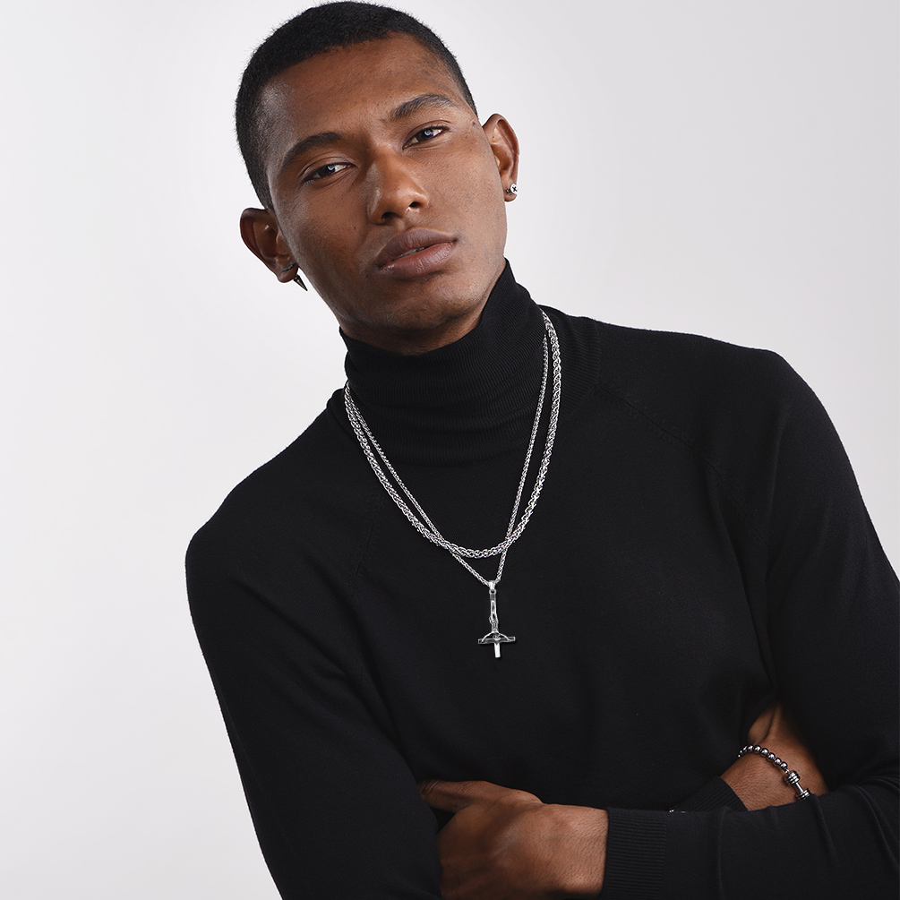 Inverted Cross Pendant Upside Down Cross Jesus Necklace for Men