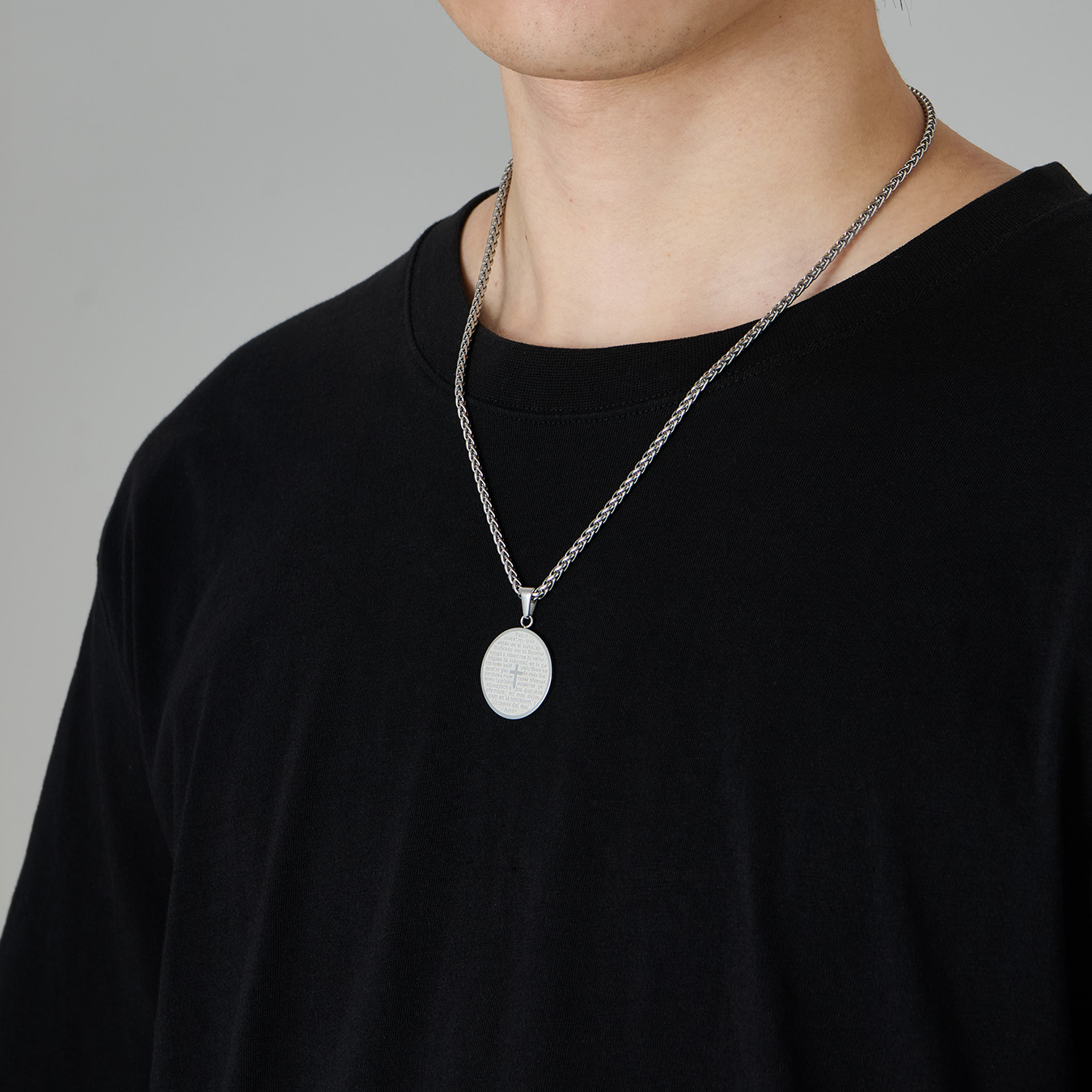 Inverted Spanish Praying Words Pendant Necklace for Men-02