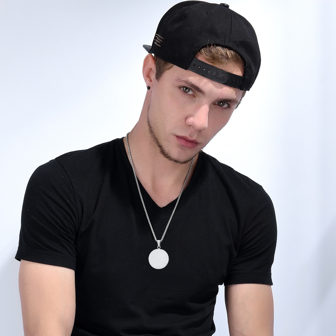 Inverted Spanish Praying Words Pendant Necklace for Men-03