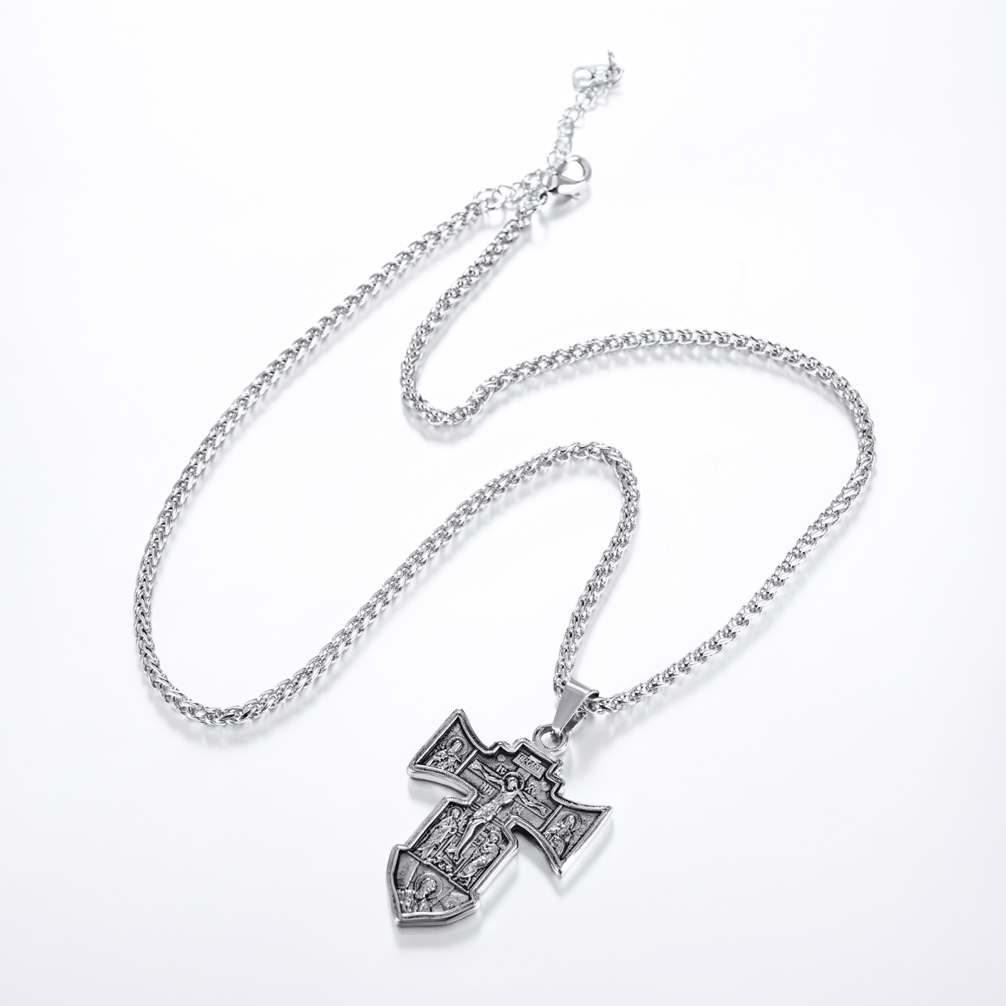 Jesus Cross Pendant Crucifix Necklace, Stainless Steel-04