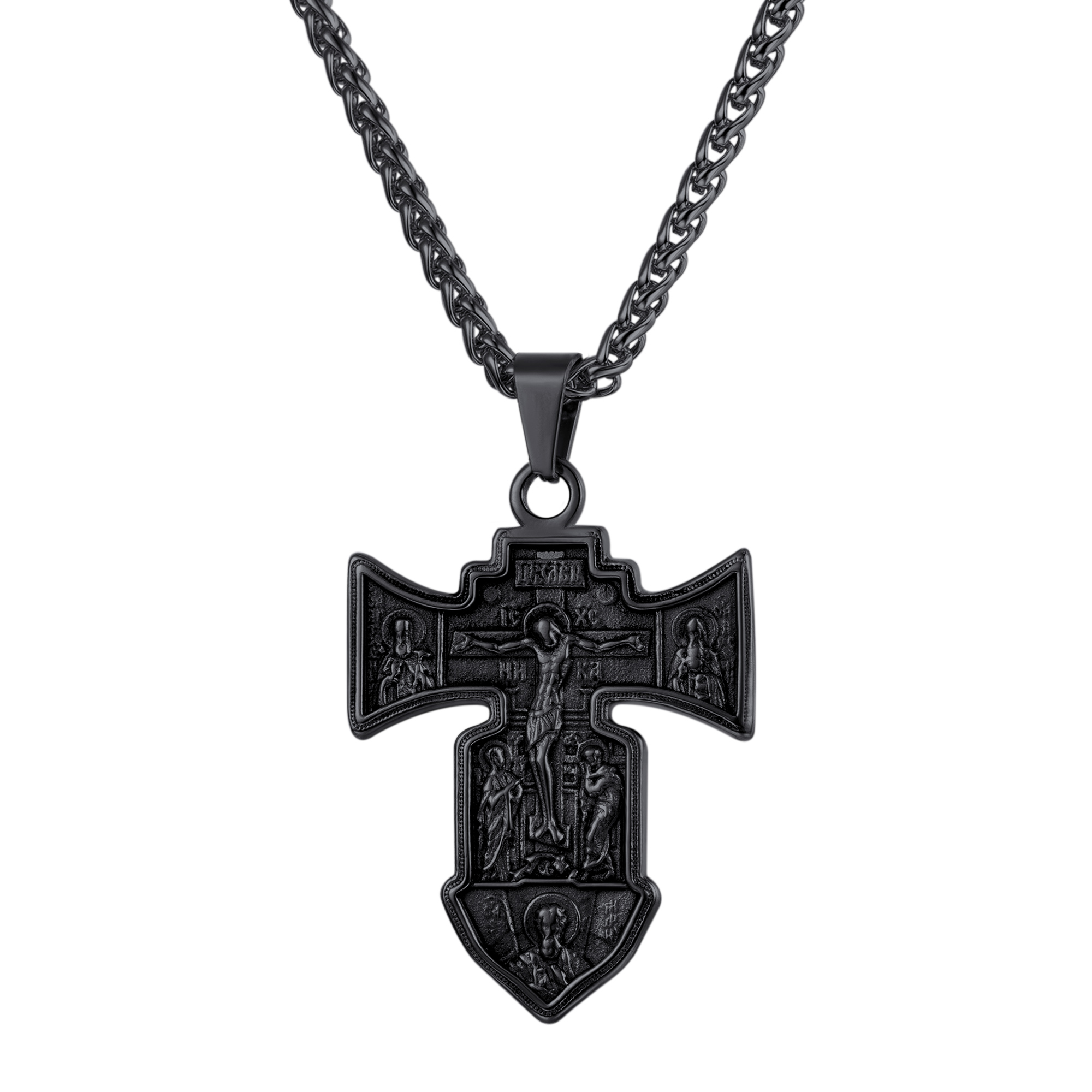 Jesus Cross Pendant Crucifix Necklace in Black Plated
