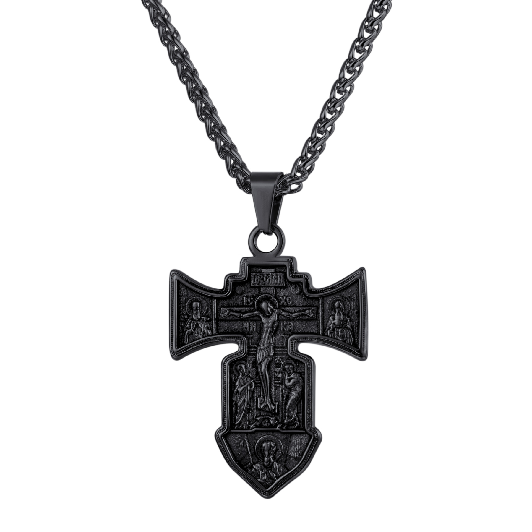 Jesus Cross Pendant Crucifix Necklace in Black Plated