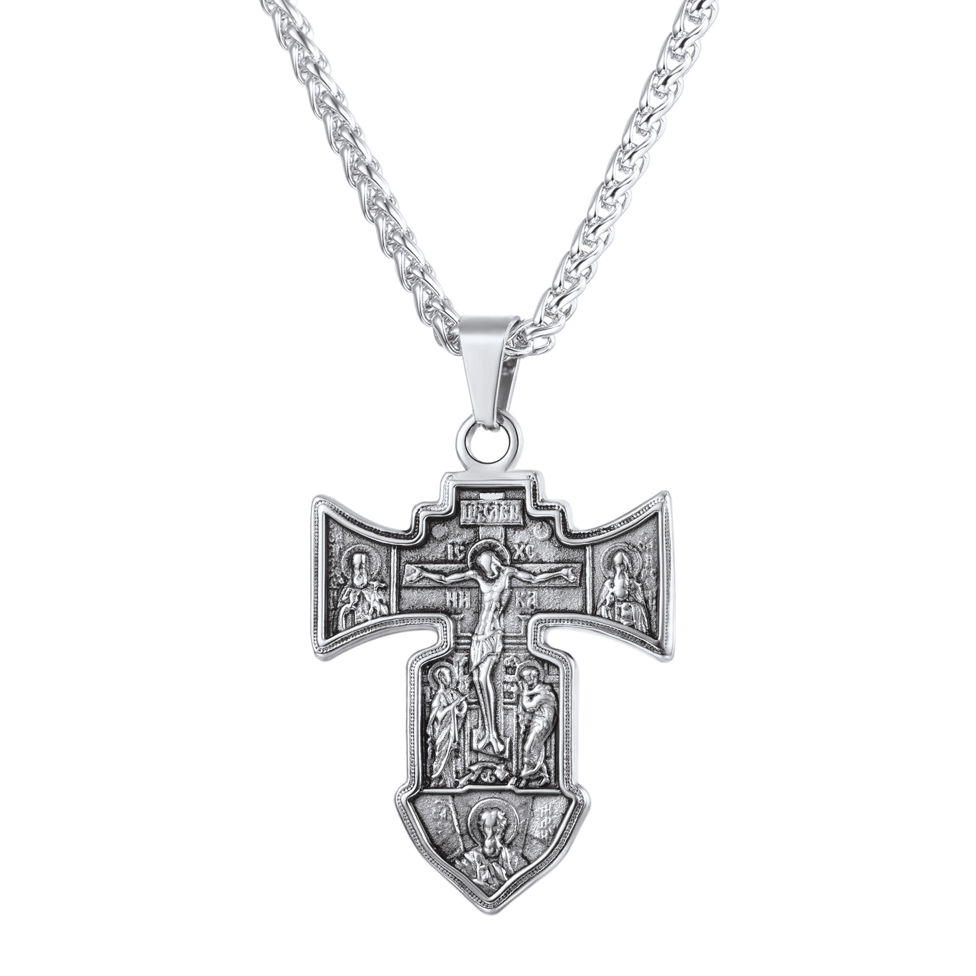 Jesus Cross Pendant Crucifix Necklace in Stainless Steel