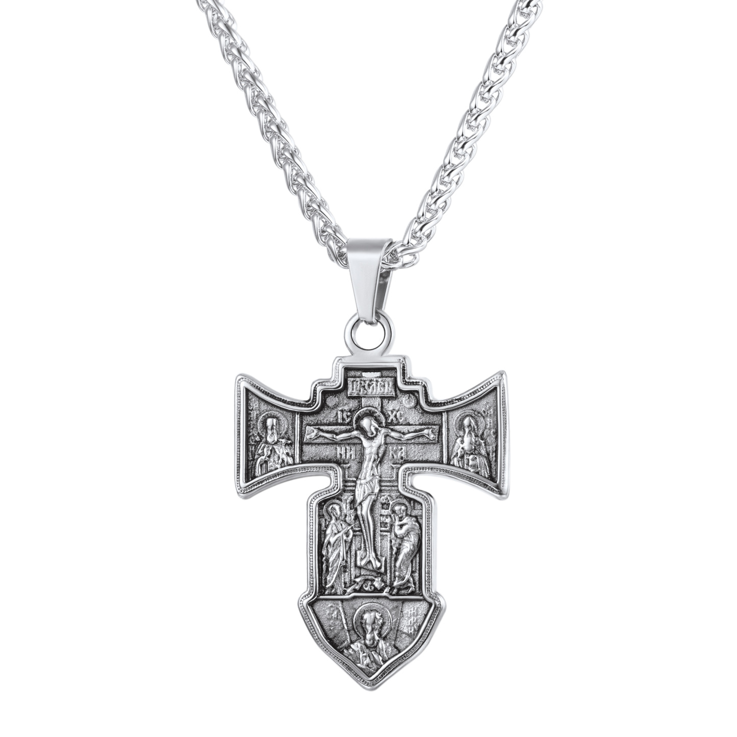 Jesus Cross Pendant Crucifix Necklace in Stainless Steel