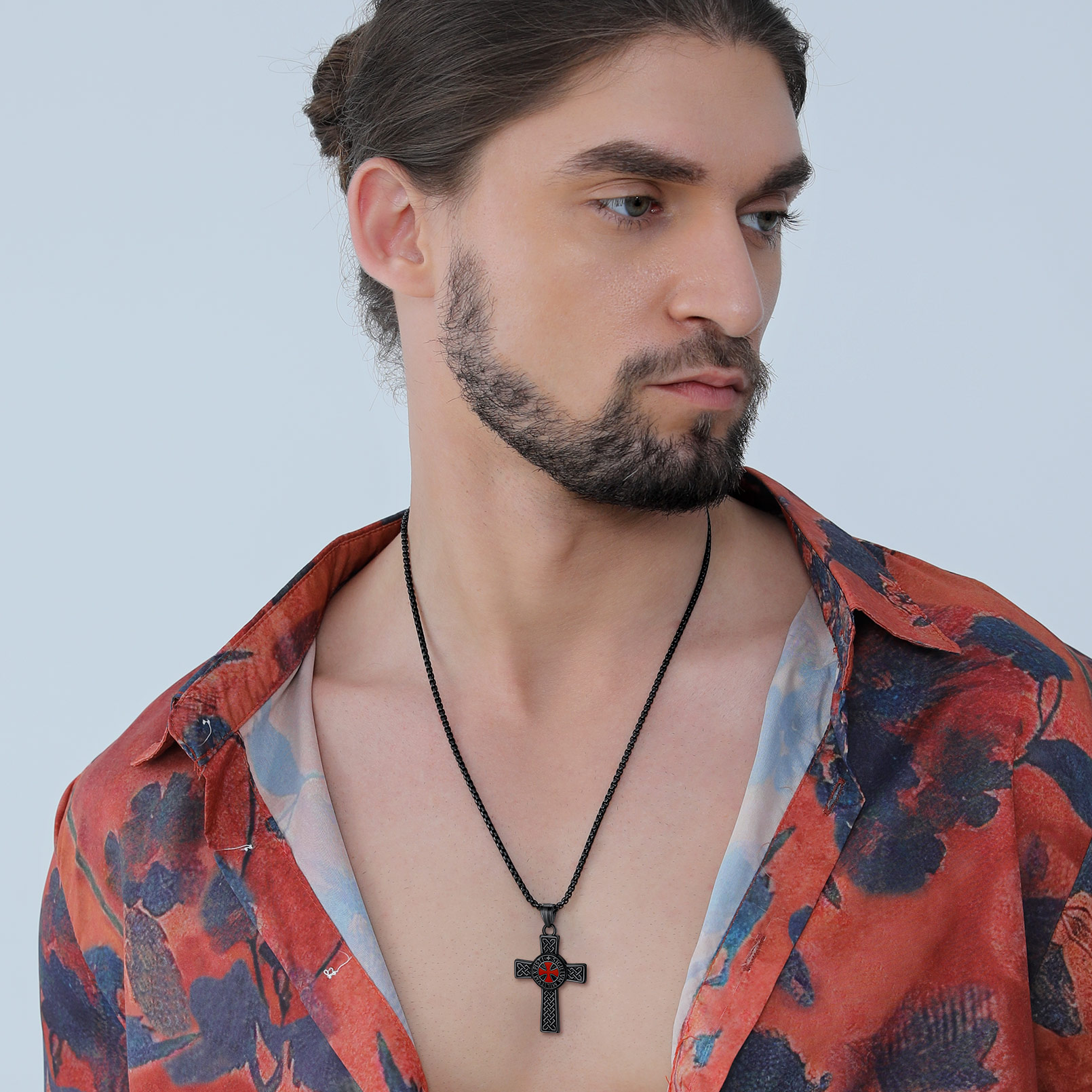 Knights Templar Cross Pendant Necklace for Men