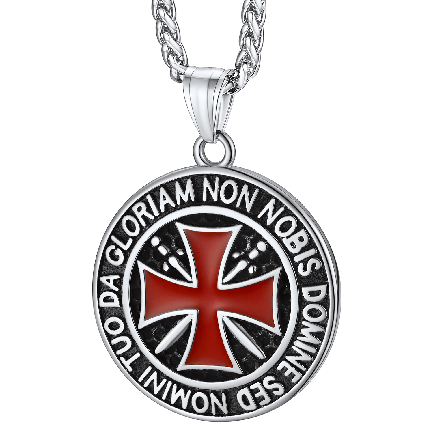 Knights Templar Cross Pendant Necklace in Stainless Steel