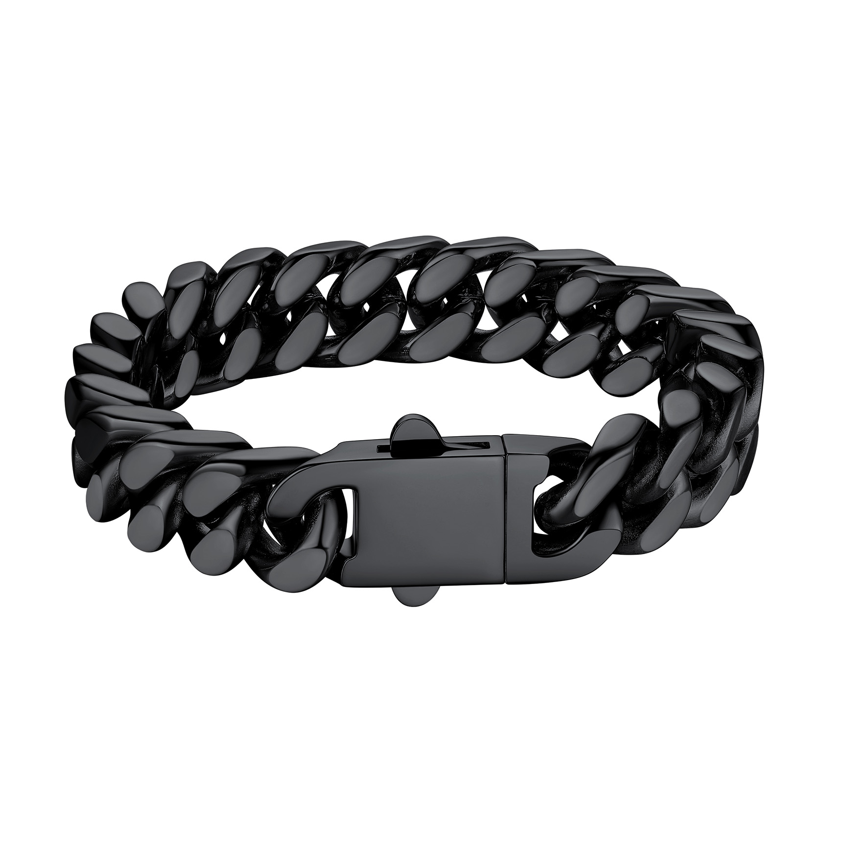 Miami Cuban Chain Bracelet in Black Plated - 12MM