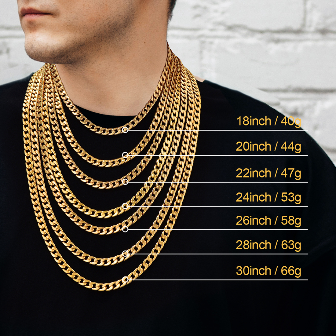 7mm Thick Cuban Chain Necklace Curb Chain Hip Hop Jewelry in 18K Gold Plated