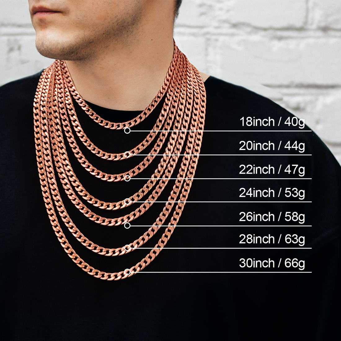 7mm Thick Cuban Chain Necklace Curb Chain Hip Hop Jewelry in Rose Gold Plated
