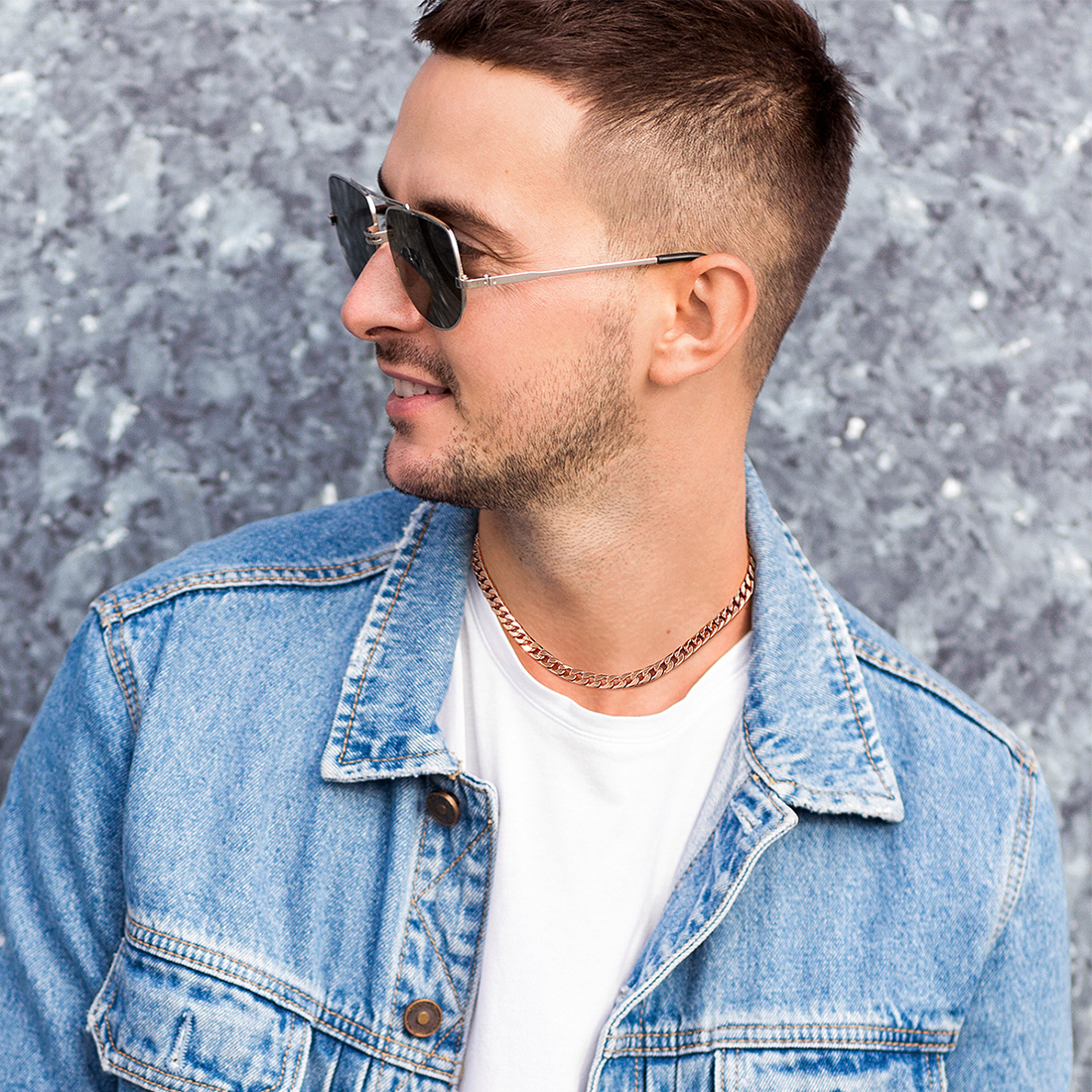 7mm Thick Cuban Chain Necklace Curb Chain Hip Hop Jewelry in Rose Gold Plated