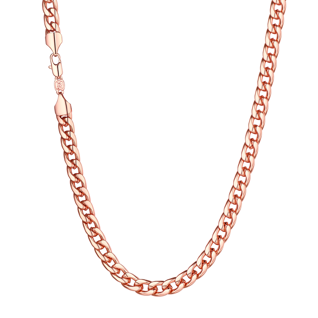 7mm Thick Cuban Chain Necklace Curb Chain Hip Hop Jewelry in Rose Gold Plated