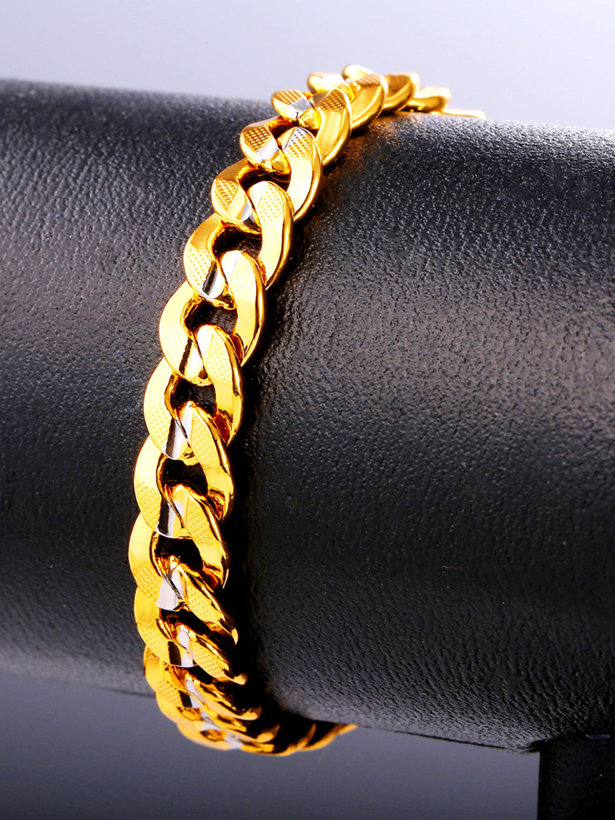 Chunky Cuban Chain Necklace Bracelet Set in 18K Gold Plated